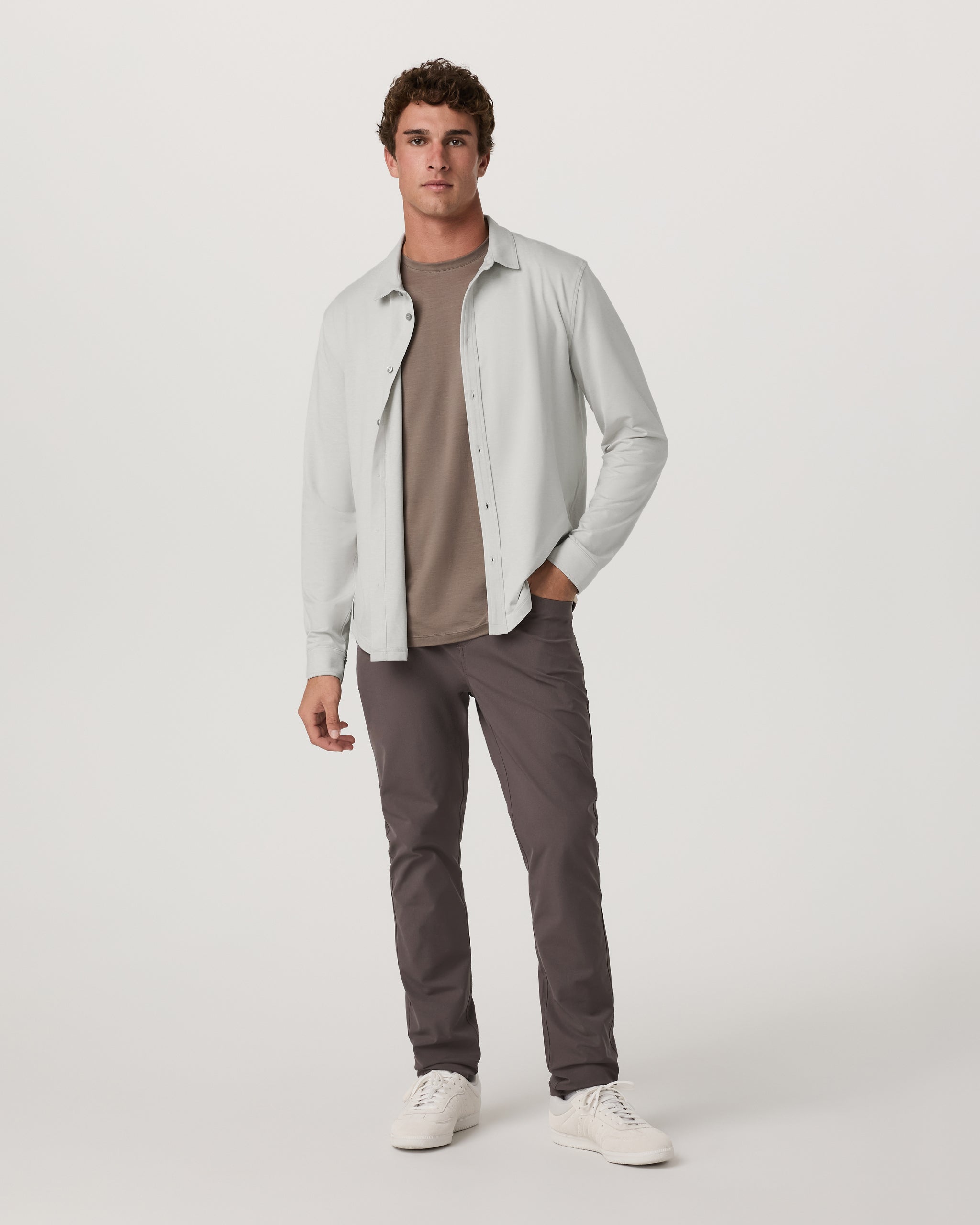 Long Sleeve Ponto Button Down Shirt | Salt Heather - Image 4