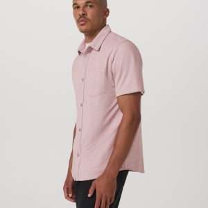 Short Sleeve Knit Oxford Button Down - Classic Fit | Mauve