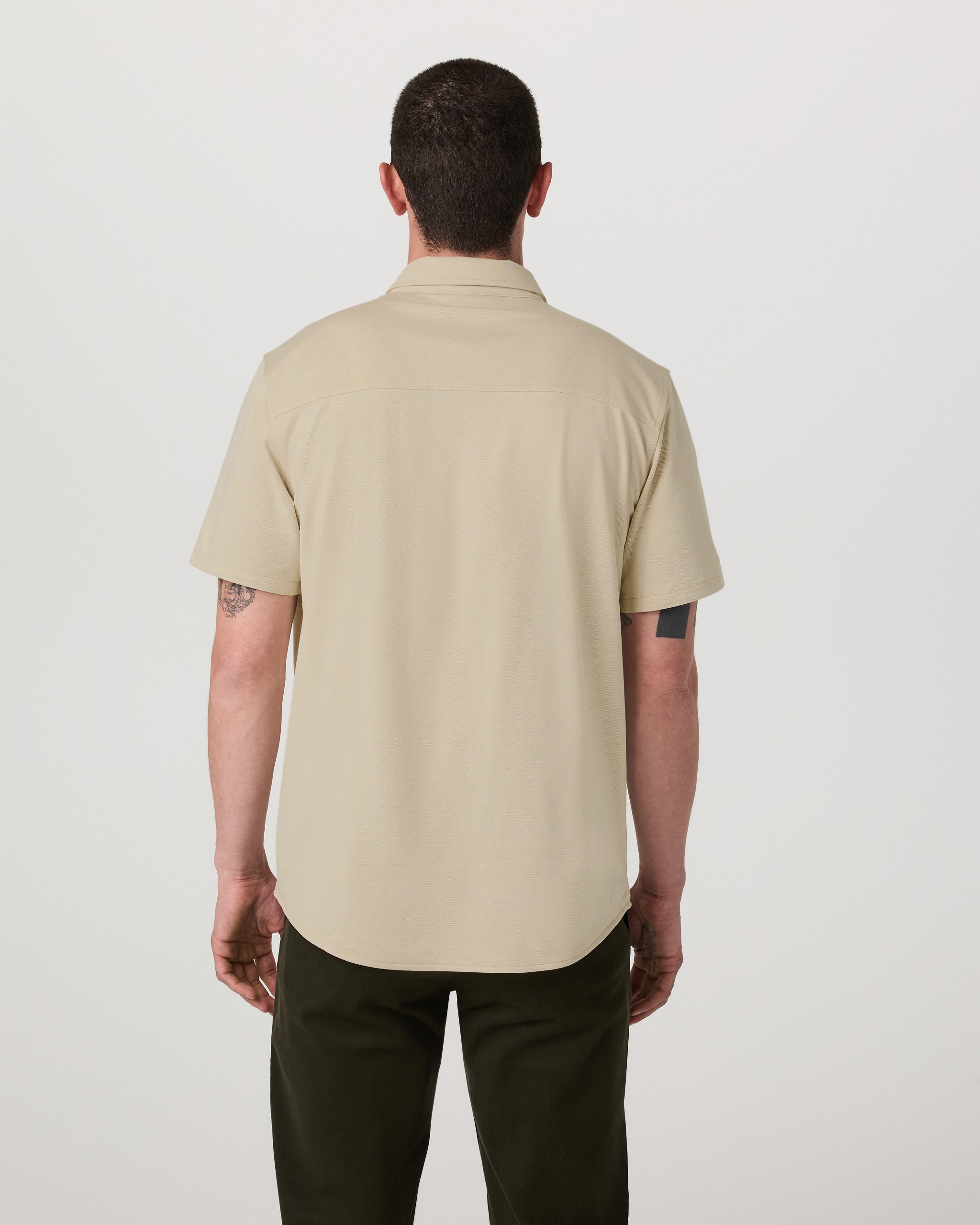 Short Sleeve Knit Oxford Button Down - Classic Fit | Trench - Image 3