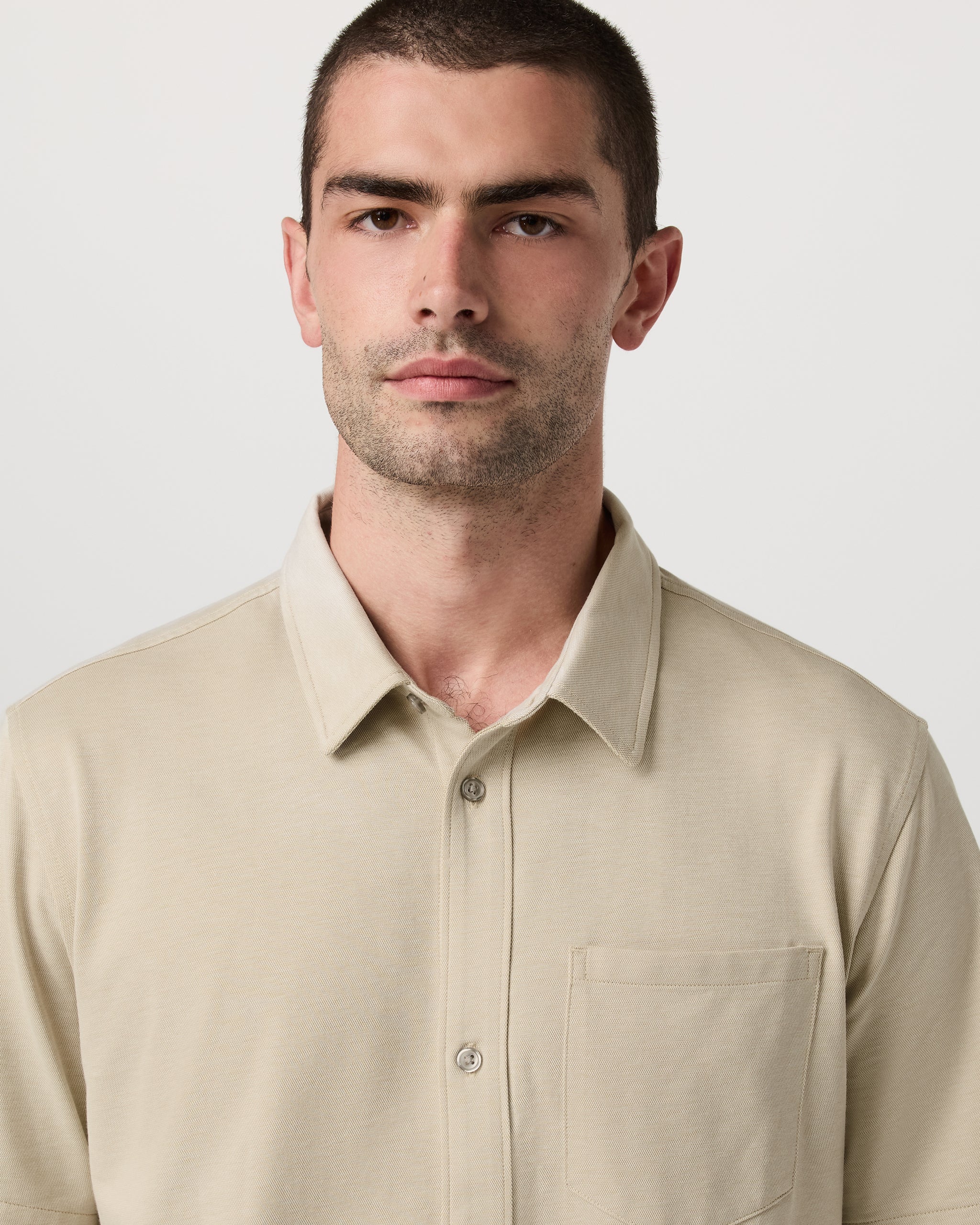 Short Sleeve Knit Oxford Button Down - Classic Fit | Trench - Image 5