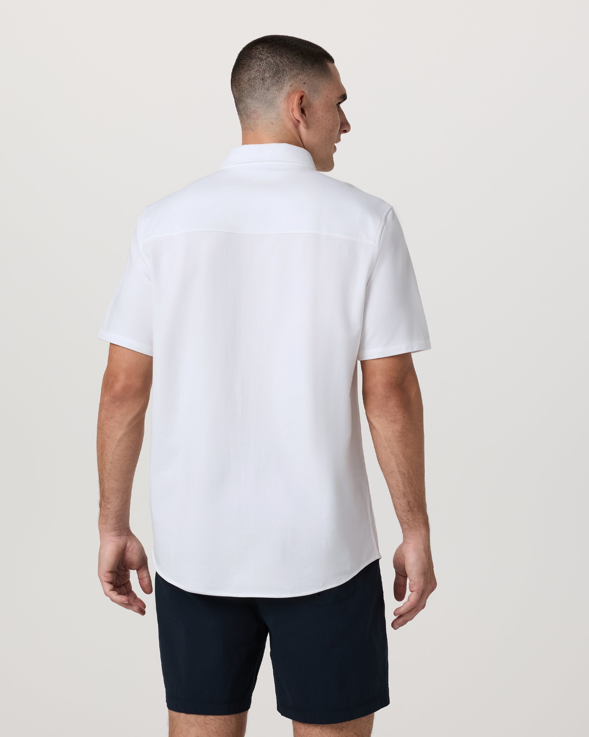 Short Sleeve Knit Oxford Button Down - Classic Fit | White - Image 3