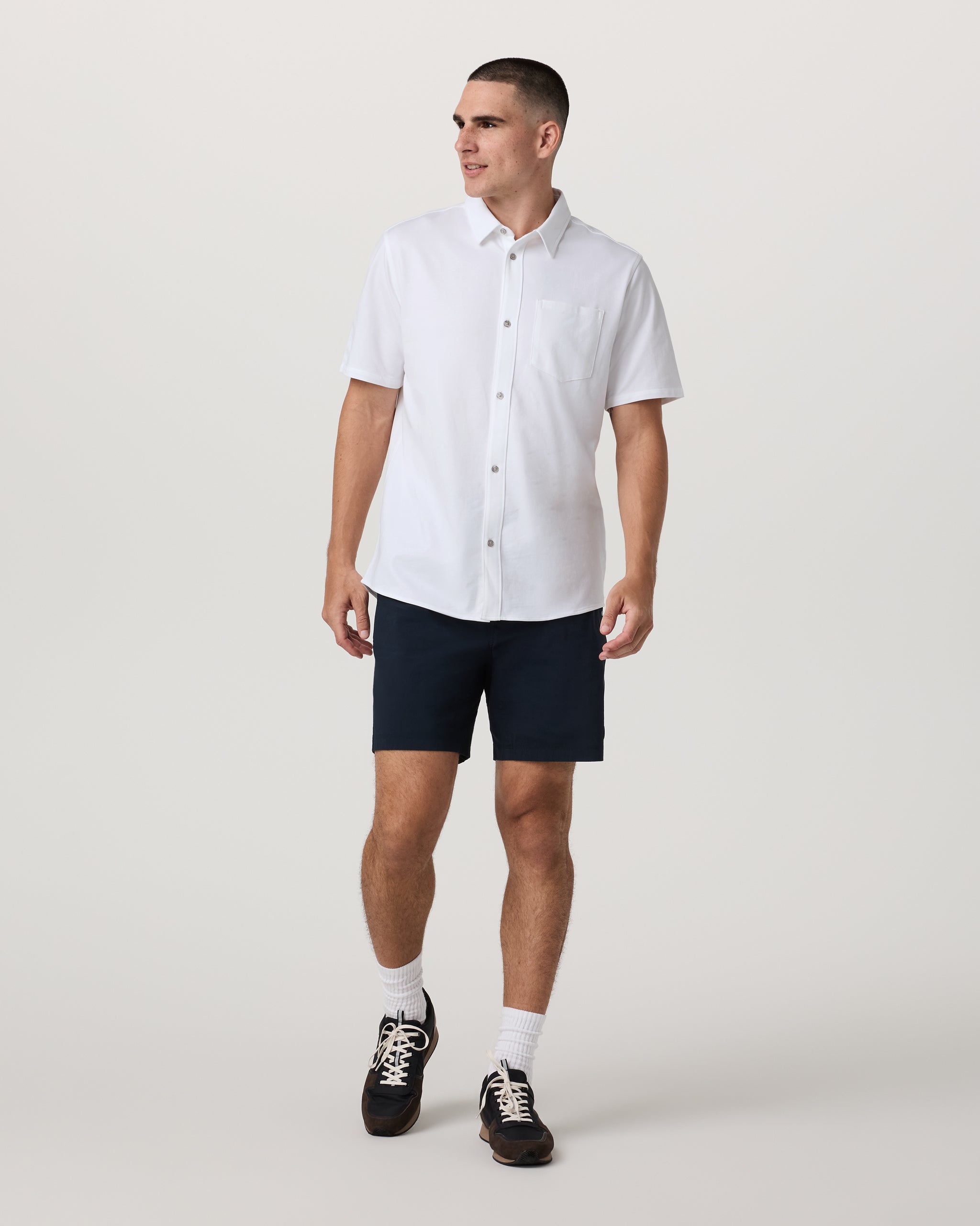 Short Sleeve Knit Oxford Button Down - Classic Fit | White - Image 4