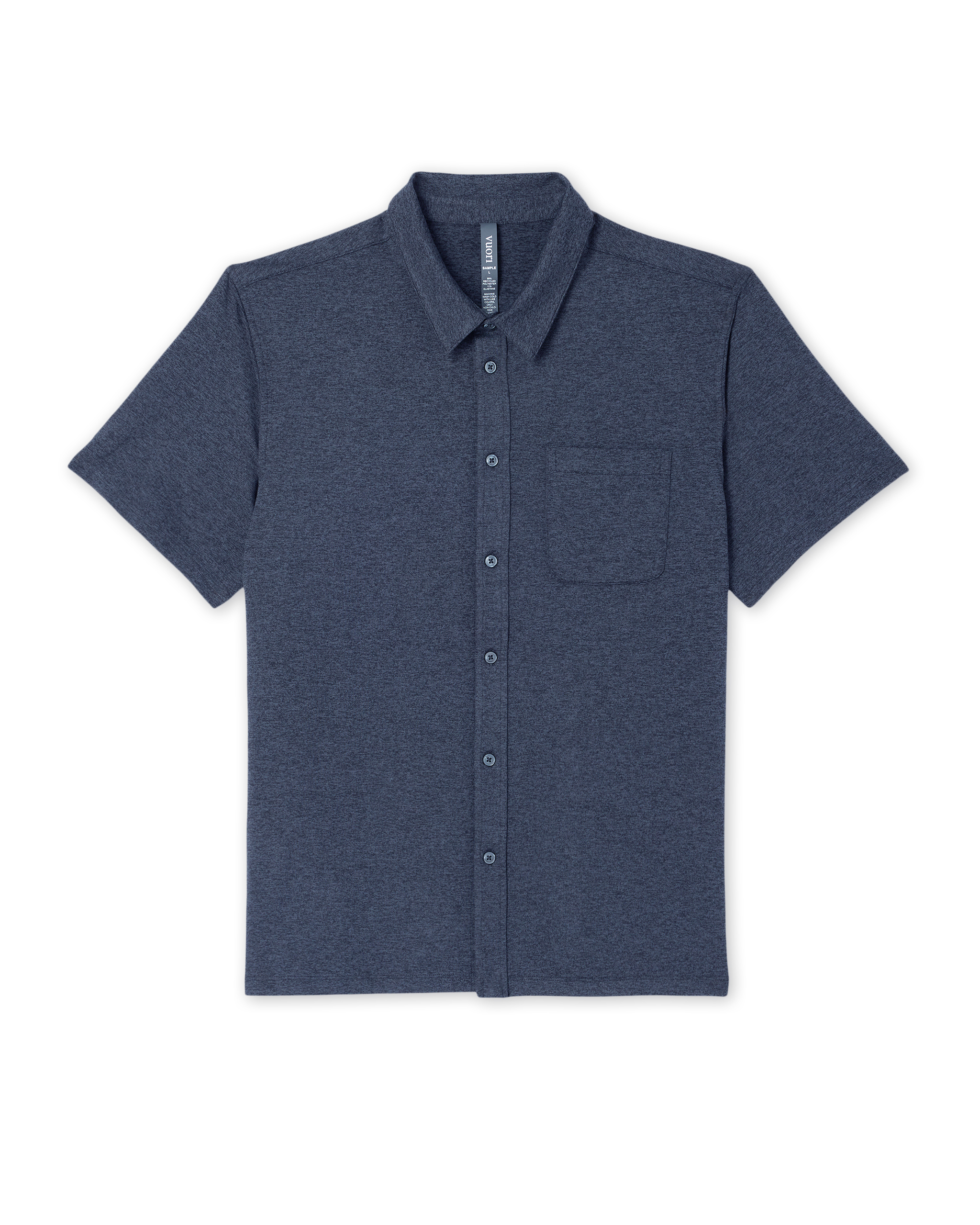 Short Sleeve Ponto Button Down Shirt | Azure Heather - Image 5