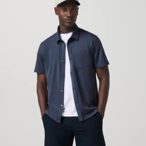 Short Sleeve Ponto Button Down Shirt | Azure Heather