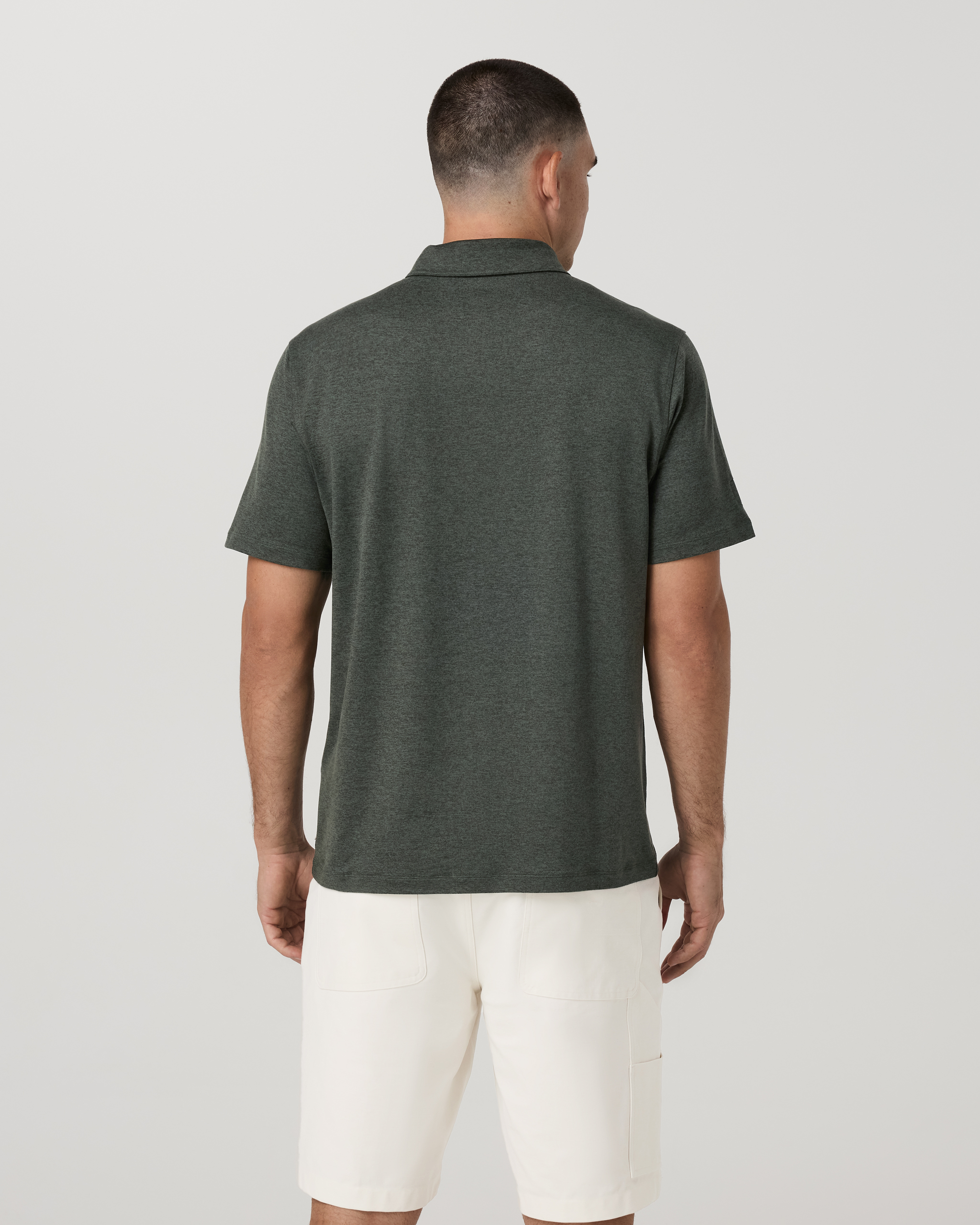 Short Sleeve Ponto Button Down Shirt | River Rock Heather - Image 3