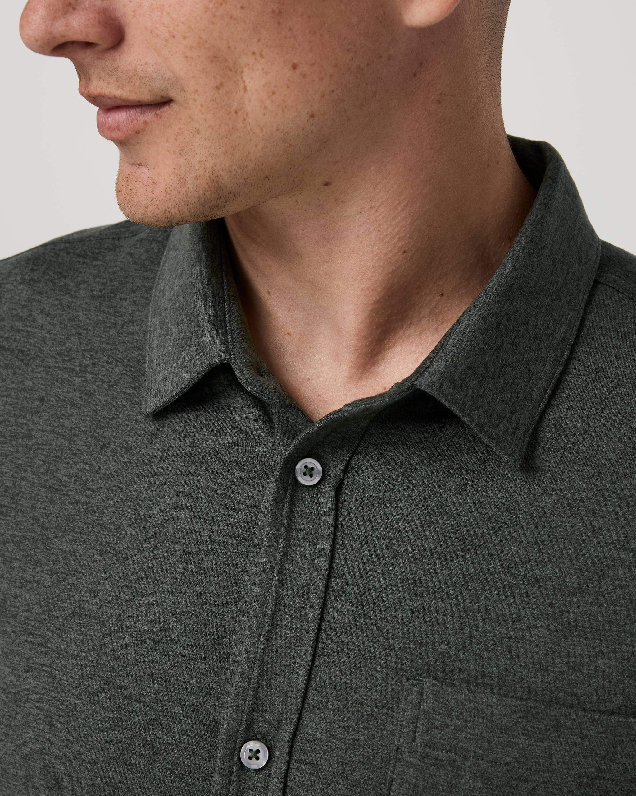 Short Sleeve Ponto Button Down Shirt | River Rock Heather - Image 2