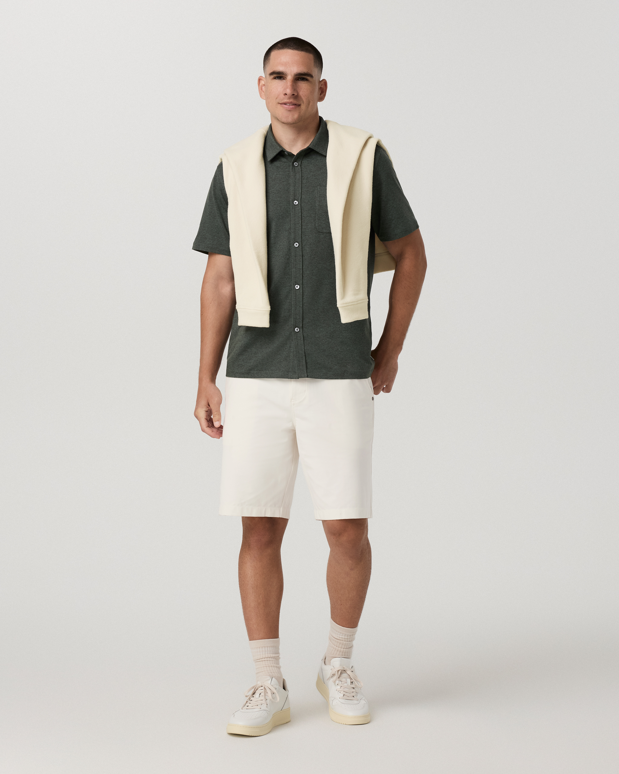 Short Sleeve Ponto Button Down Shirt | River Rock Heather - Image 5