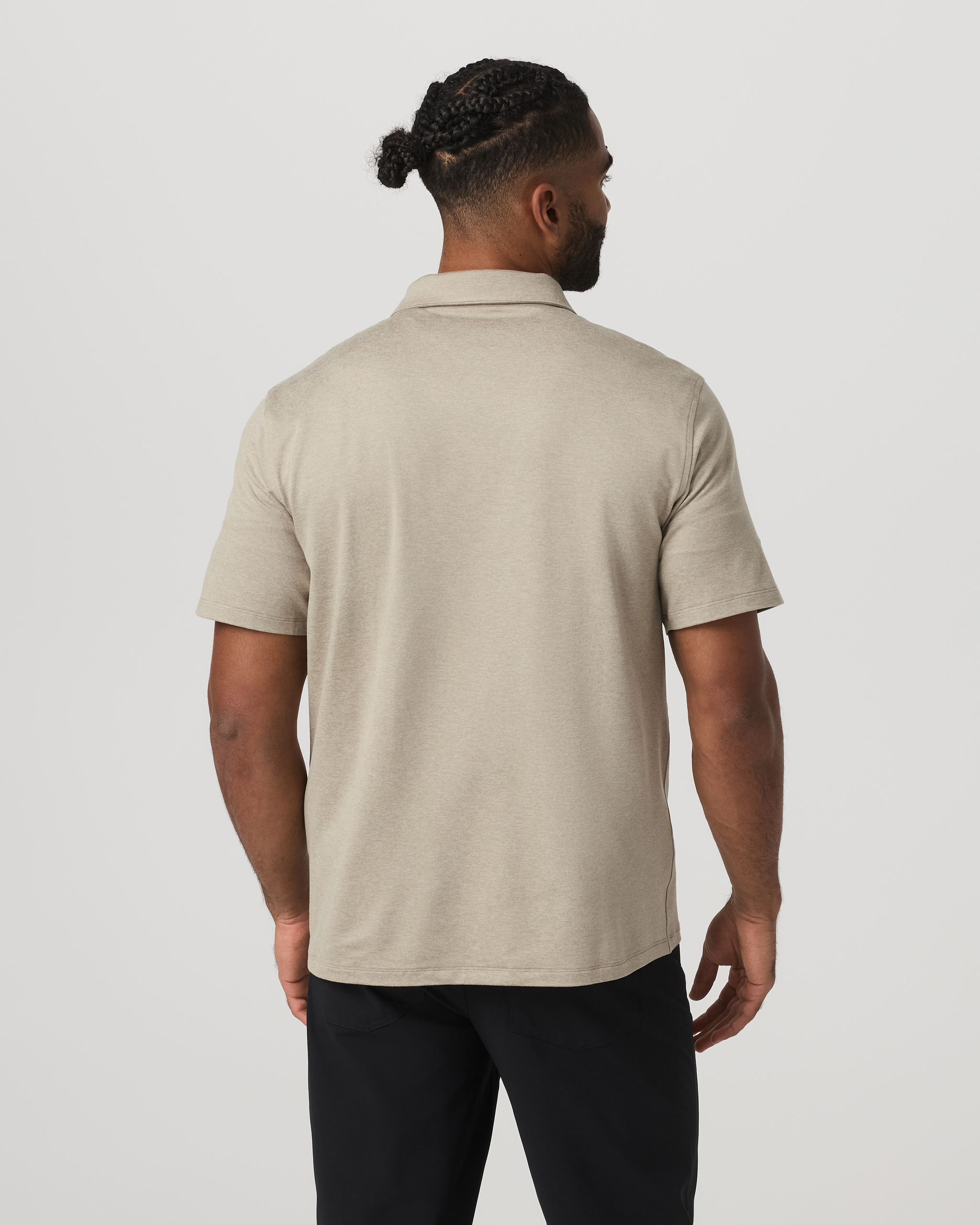 Short Sleeve Ponto Button Down Shirt | Truffle Heather - Image 3