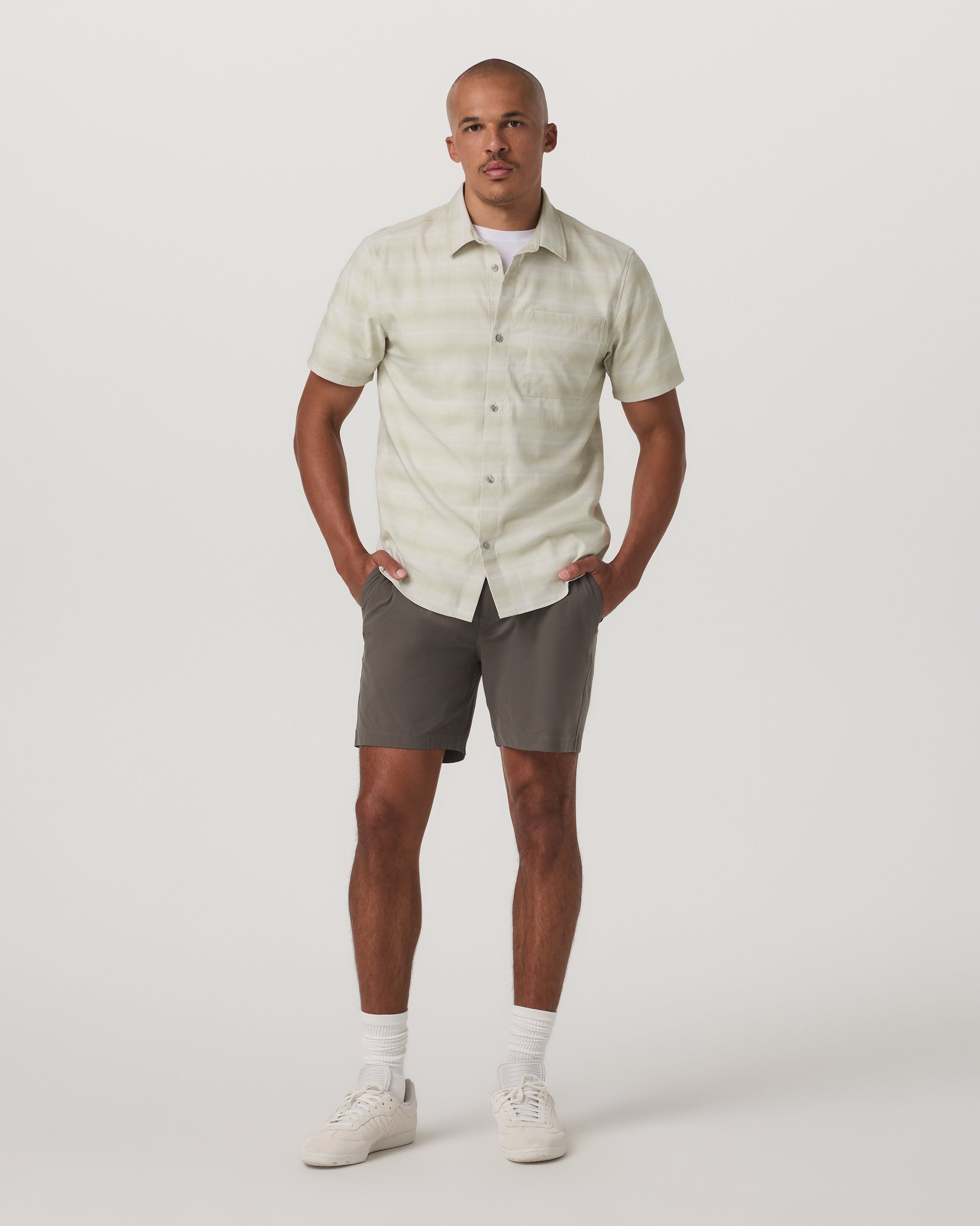 Short Sleeve Plaid Button Down Shirt | Sandalwood - Image 3