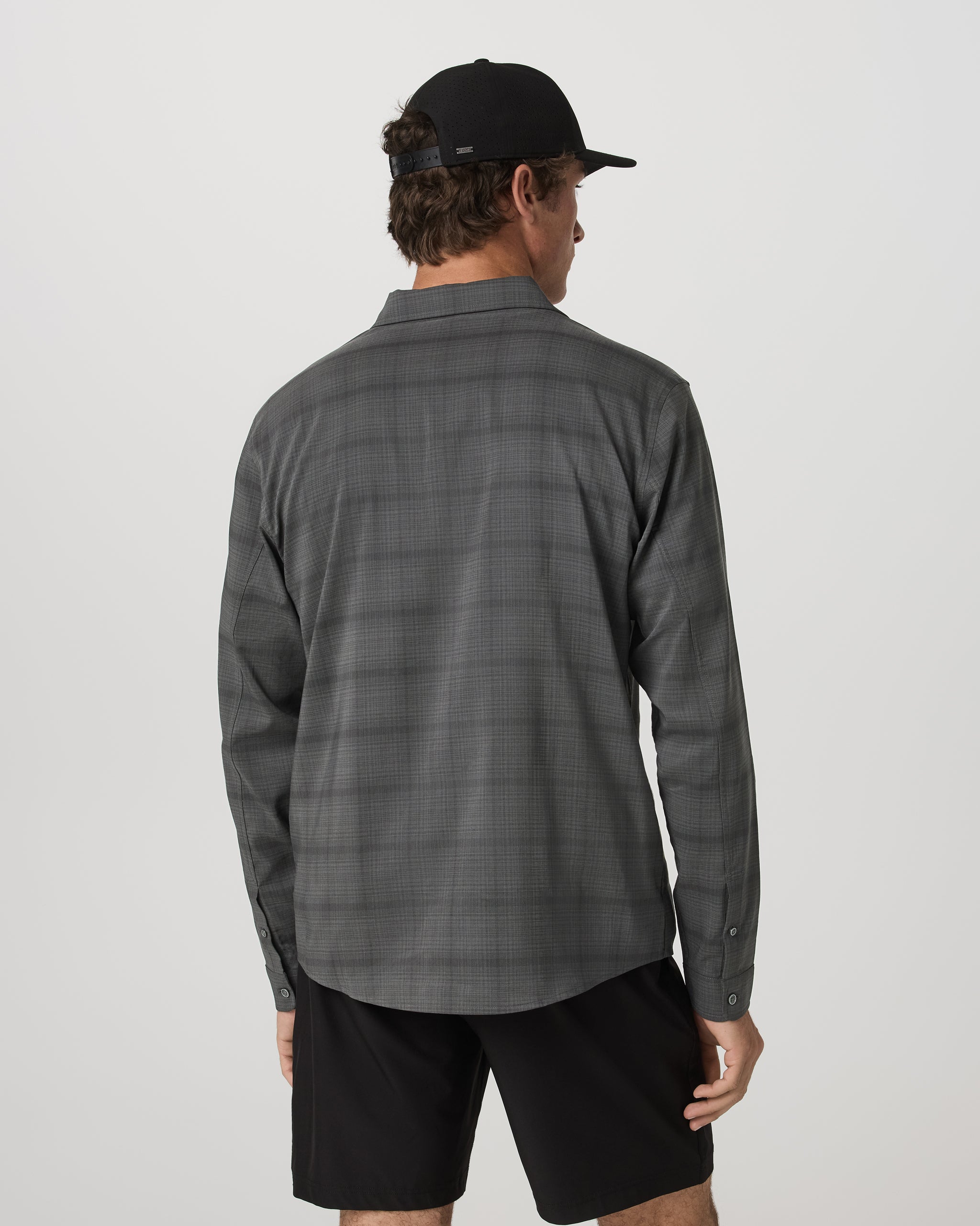 Long Sleeve Plaid Button Down Shirt | Dark Pewter - Image 3