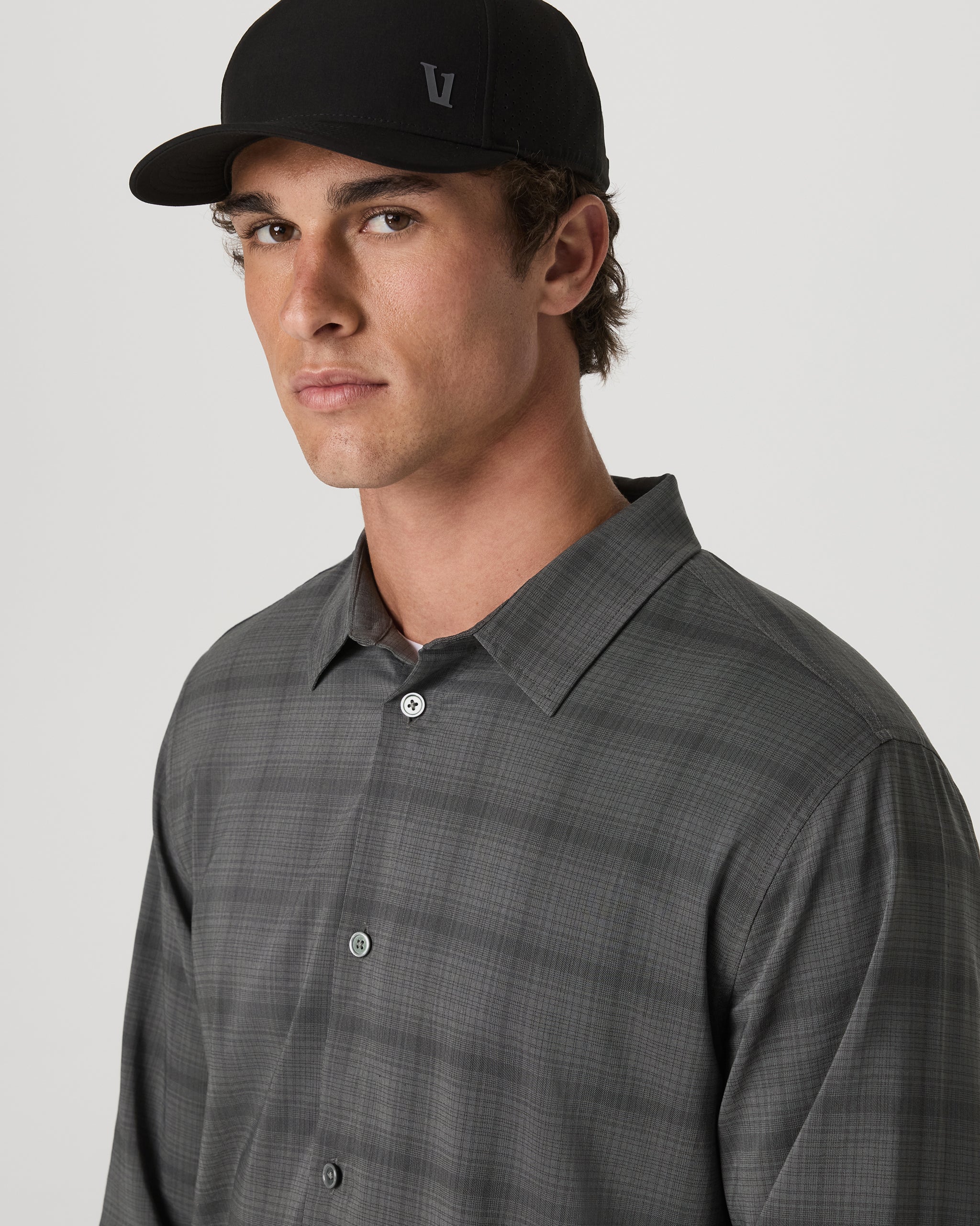 Long Sleeve Plaid Button Down Shirt | Dark Pewter - Image 5