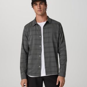Long Sleeve Plaid Button Down Shirt | Dark Pewter