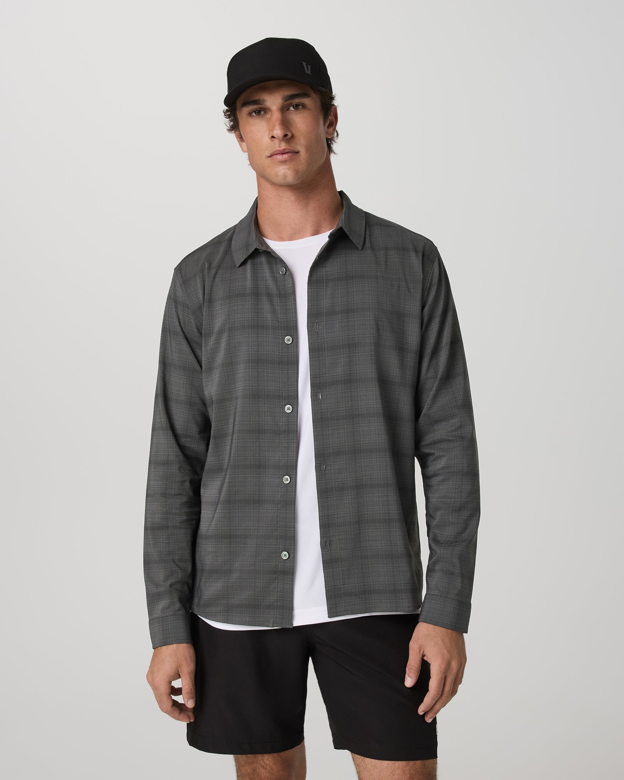 Long Sleeve Plaid Button Down Shirt | Dark Pewter