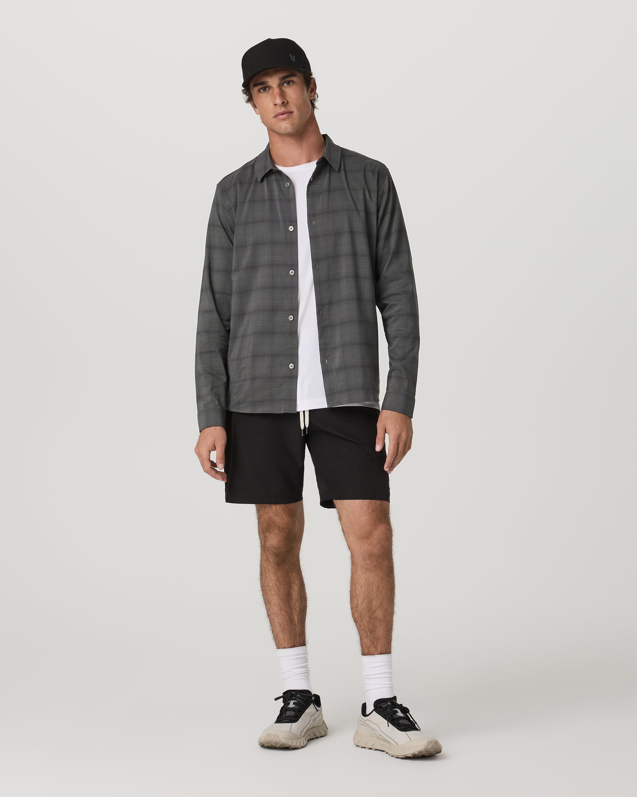 Long Sleeve Plaid Button Down Shirt | Dark Pewter - Image 4