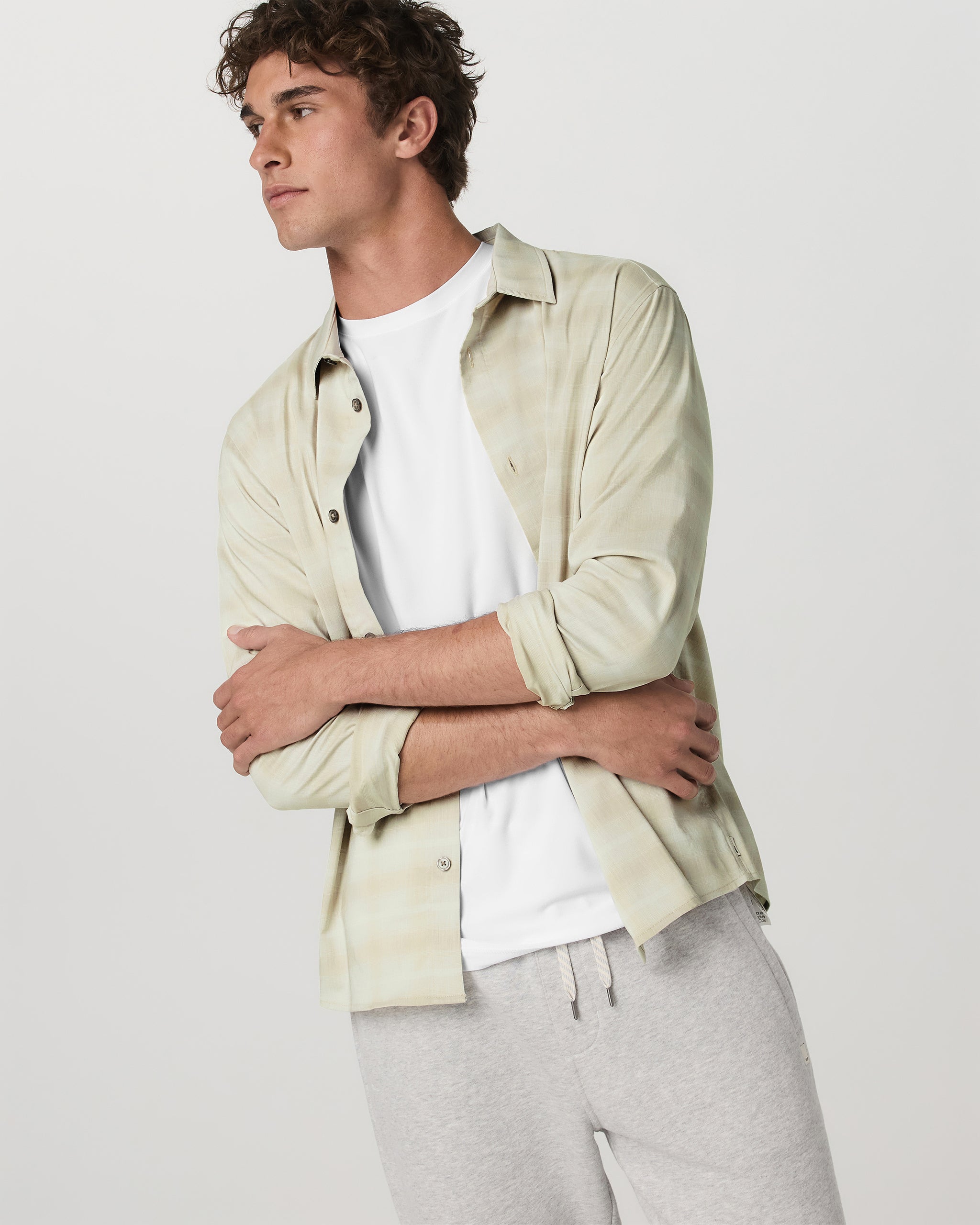 Long Sleeve Plaid Button Down Shirt | Sandalwood - Image 2