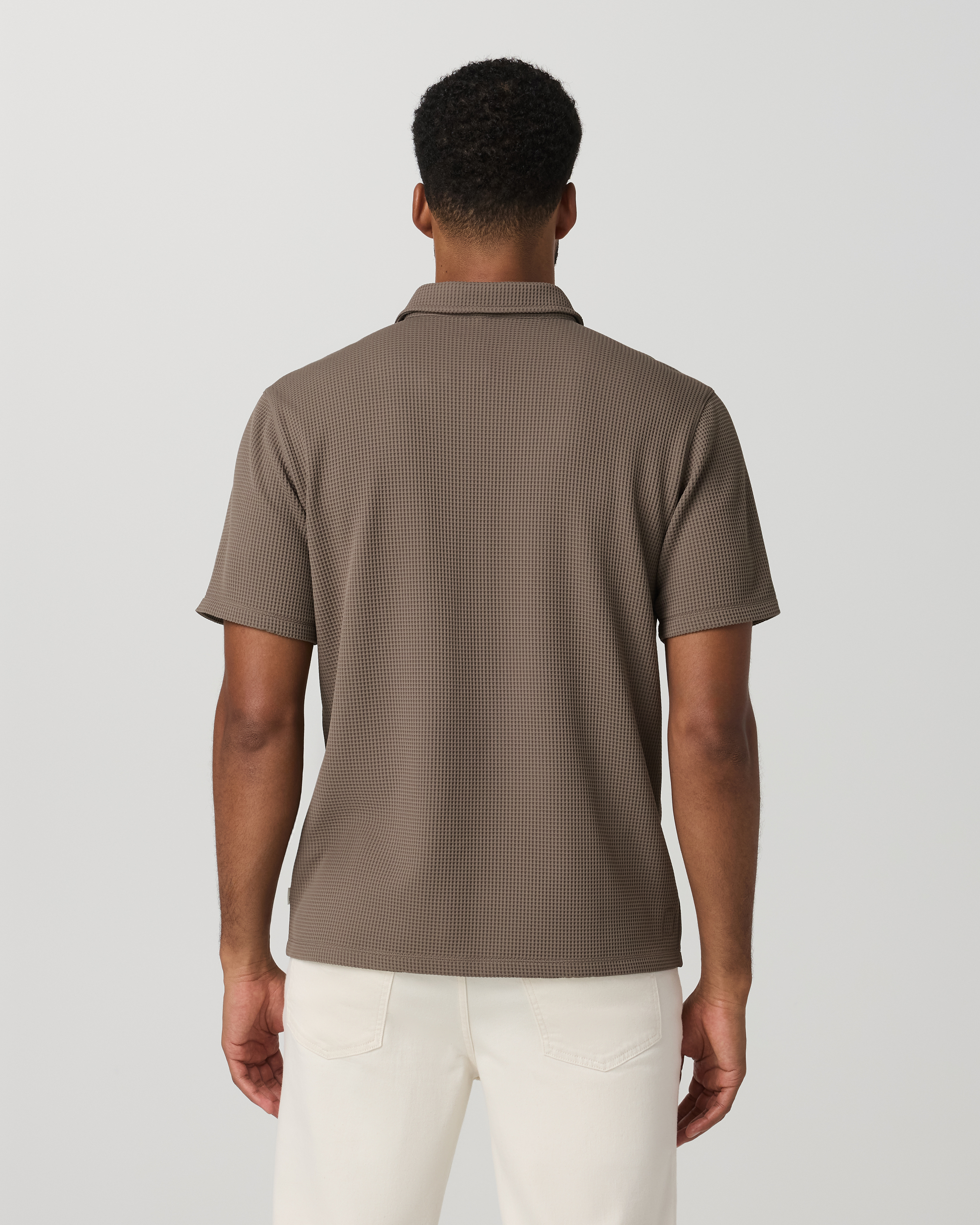Short Sleeve Lightweight Tech Waffle Polo - Relaxed Fit | Bark - Image 4