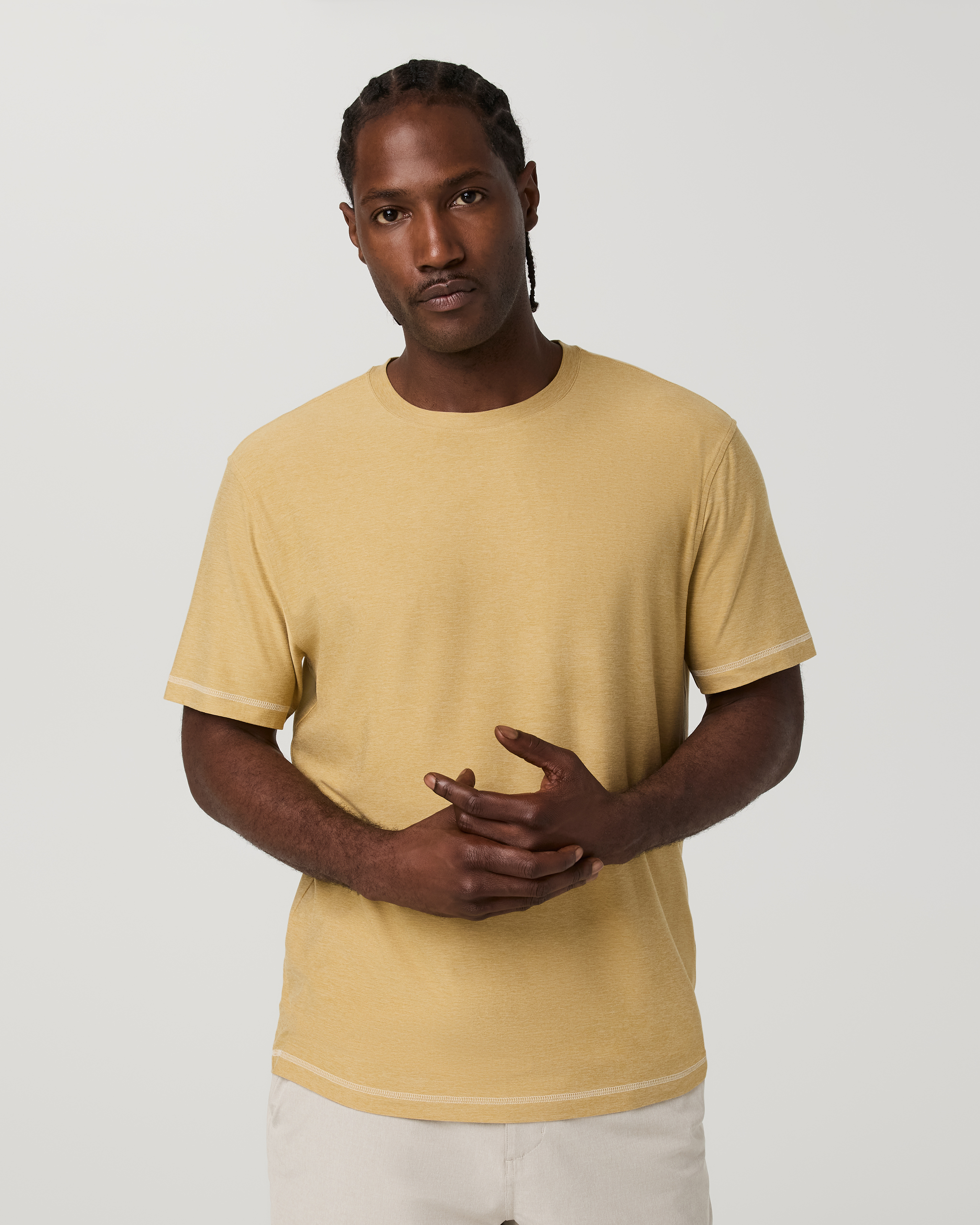 Short Sleeve Strato Tech Tee - Contrast | Golden Brown Heather