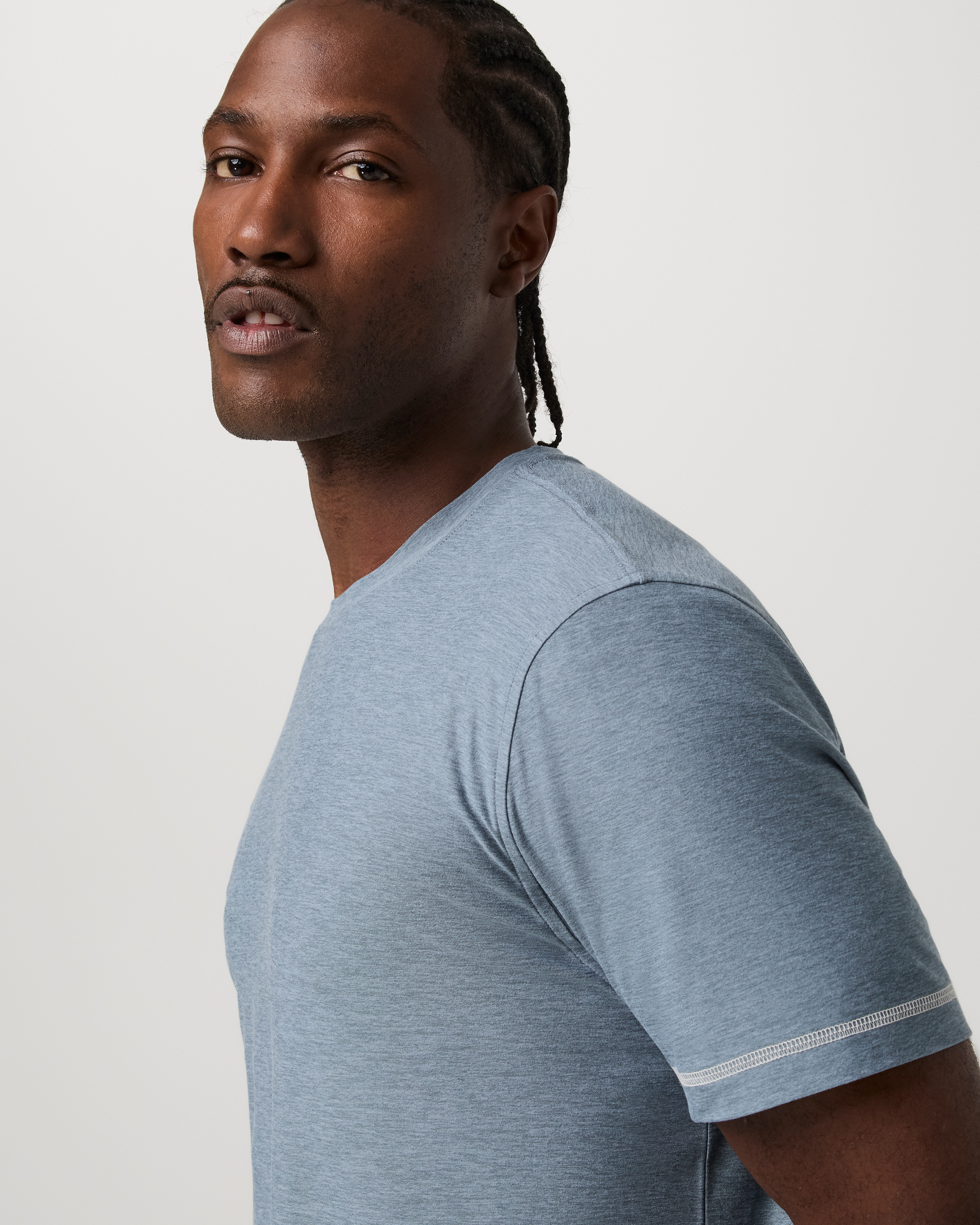 Short Sleeve Strato Tech Tee - Contrast | Waterfall Heather - Image 2