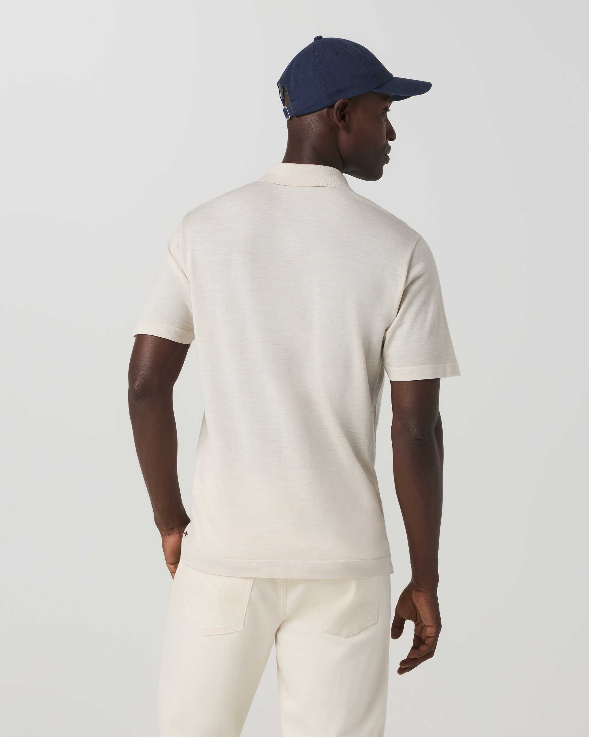 Short Sleeve Merino Wool Sweater Polo | Oat - Image 3