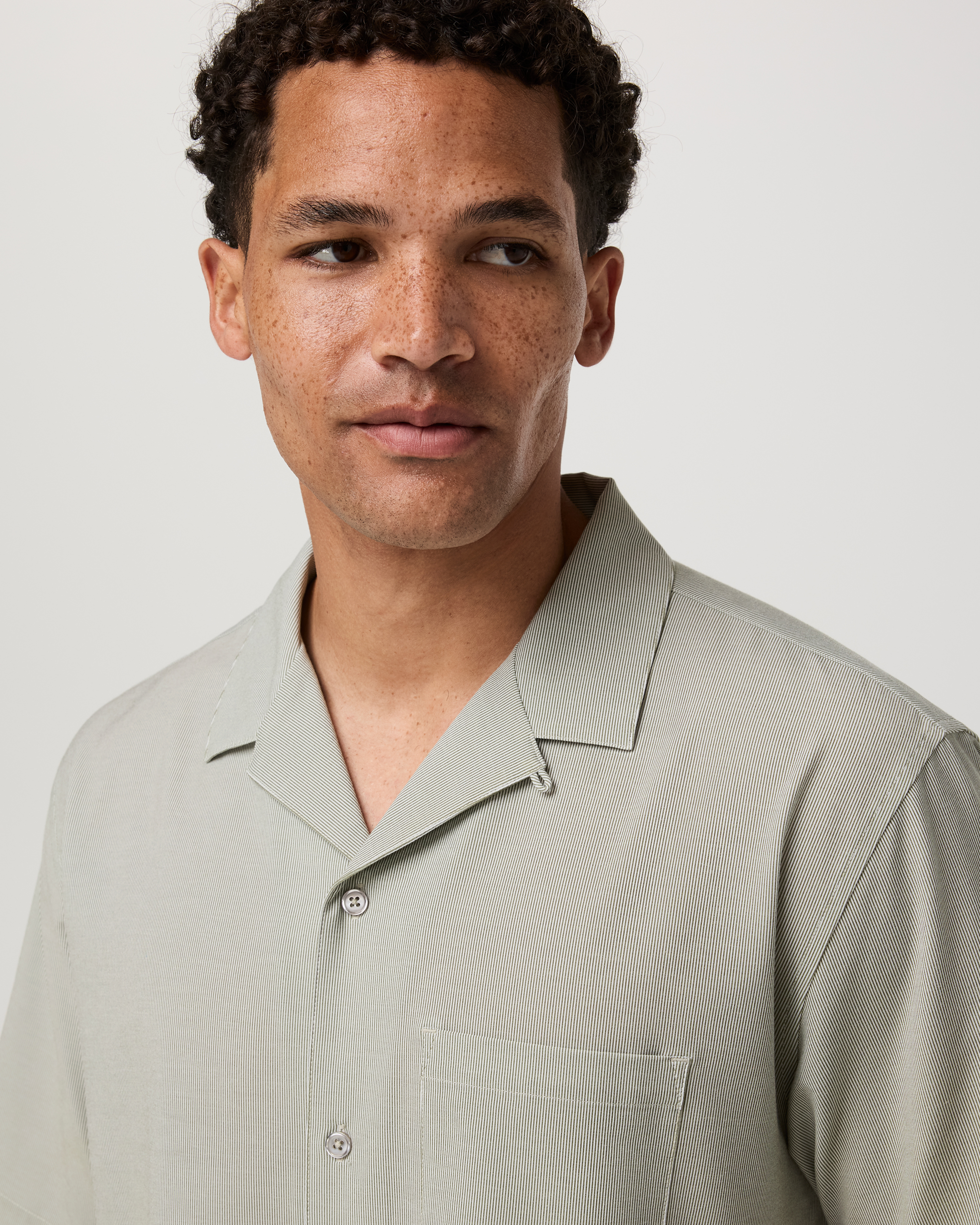 Short Sleeve Bridge Shirt - Camp Collar | Herb Micro Stripe - Image 2