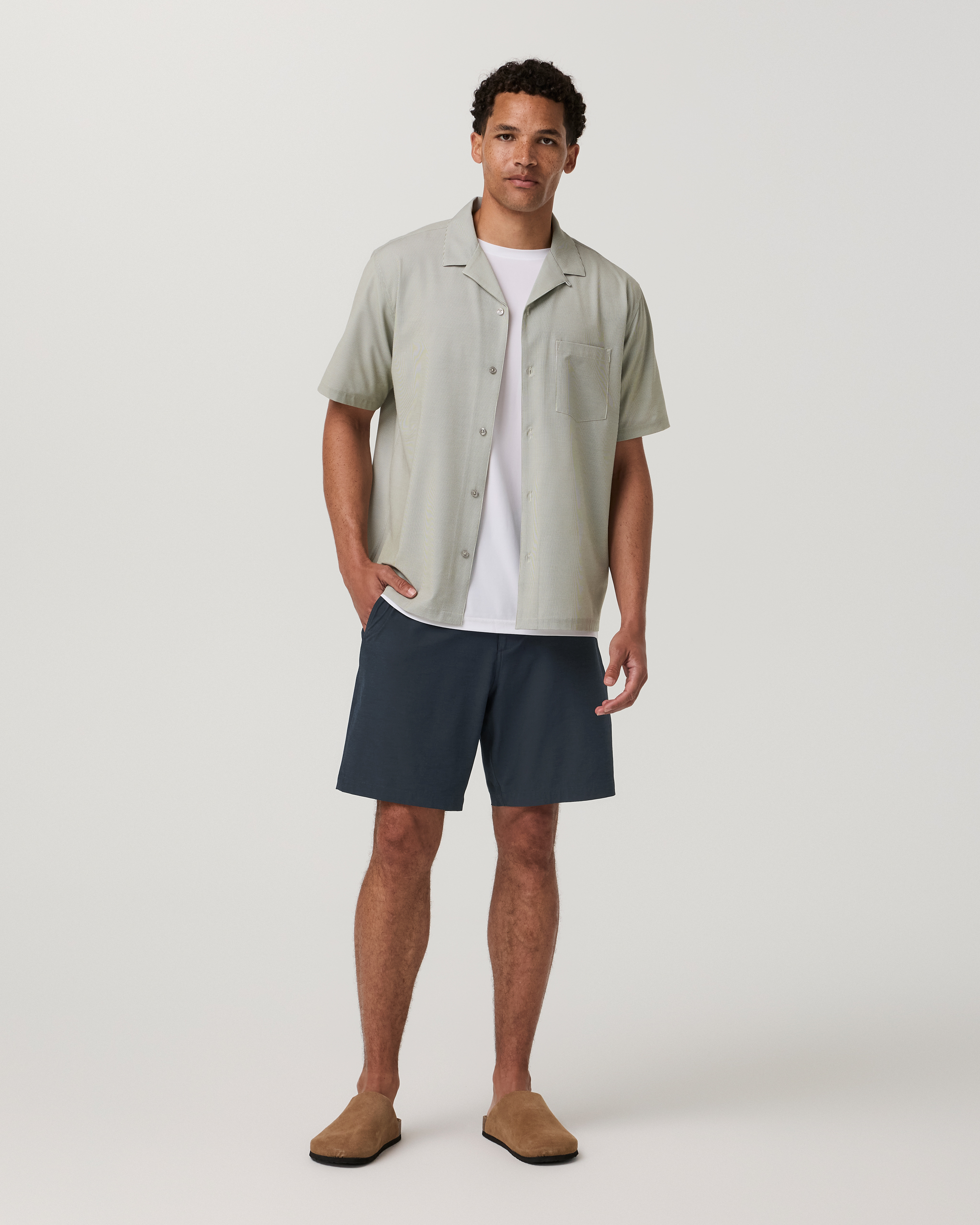 Short Sleeve Bridge Shirt - Camp Collar | Herb Micro Stripe - Image 3