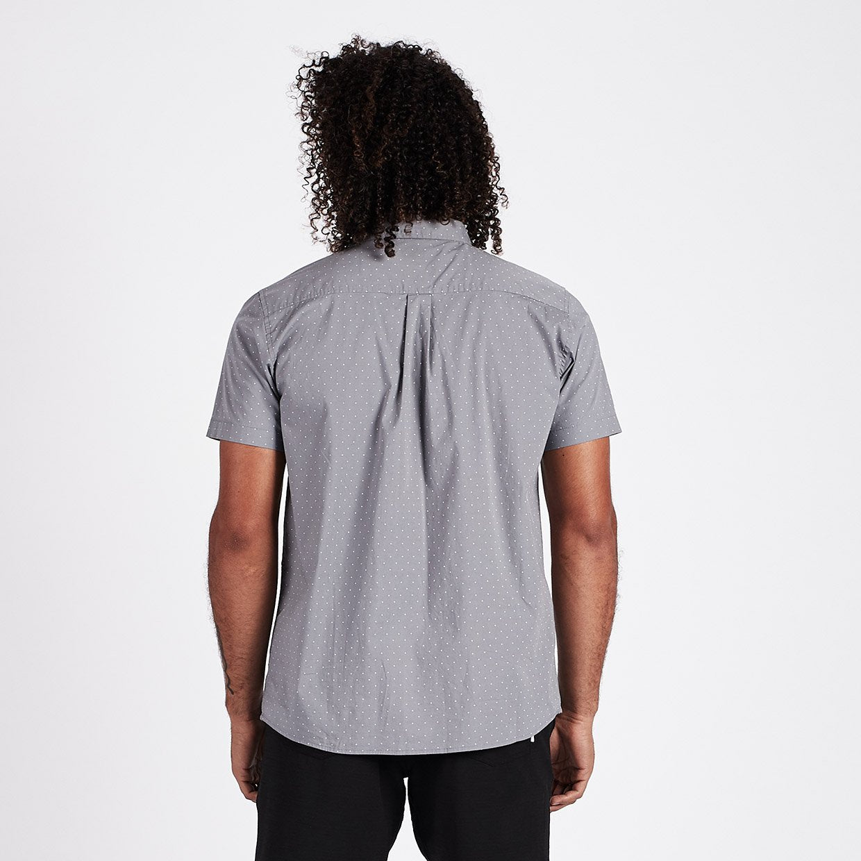 Crest Short Sleeve Button-Down | Grey Micro Dot - Image 3