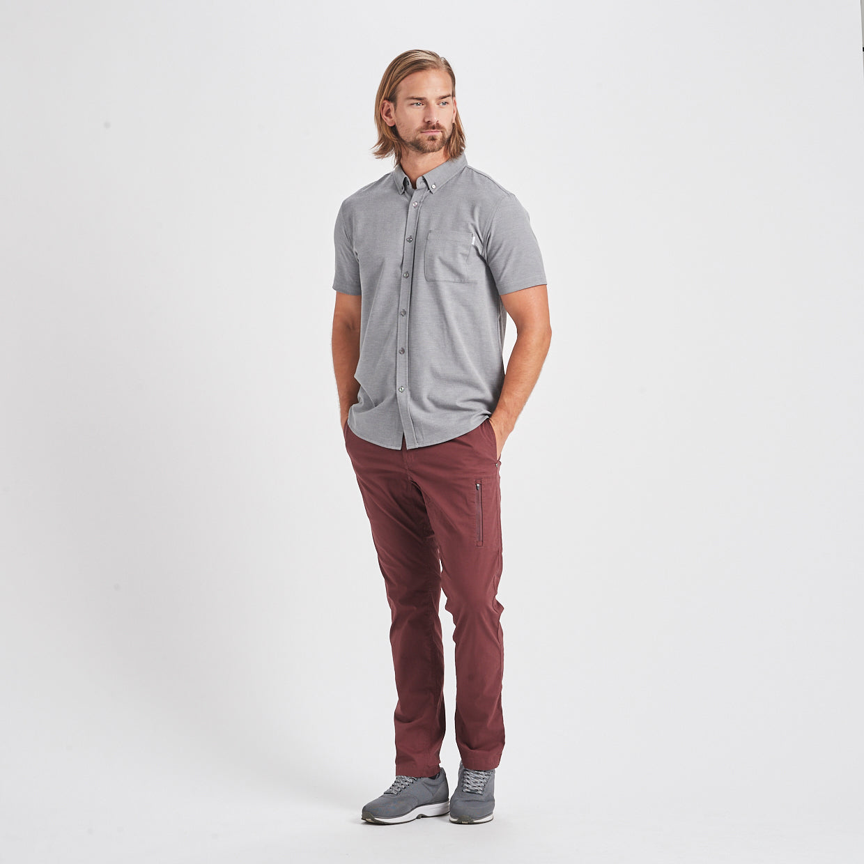 Bishop Short-Sleeve Button-Down | Light Grey - Image 4