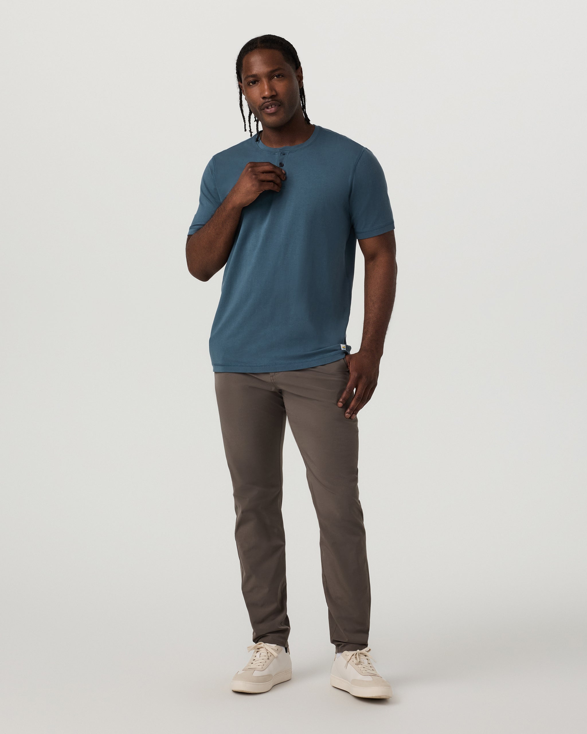 Short Sleeve Tuvalu Henley | Light Deep Sea - Image 4