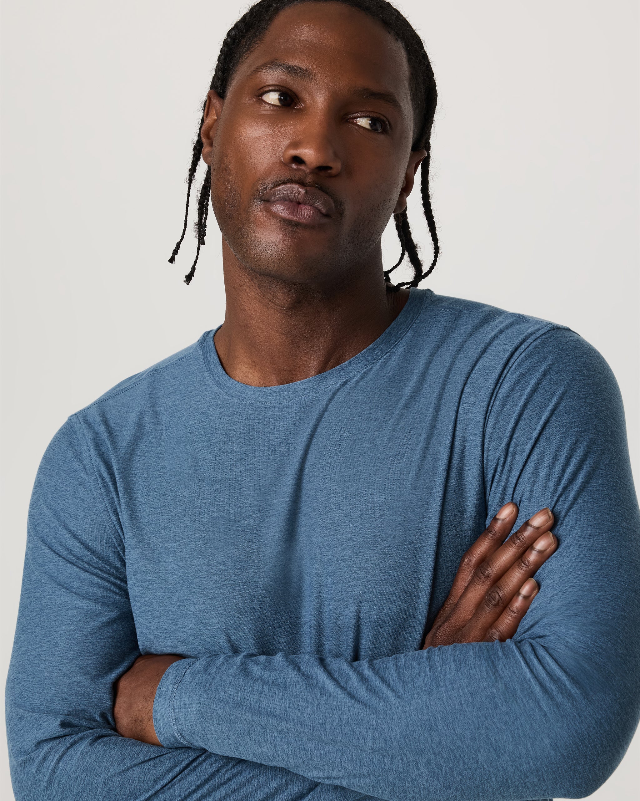 Long Sleeve Strato Tech Tee | Pool Blue Heather - Image 3