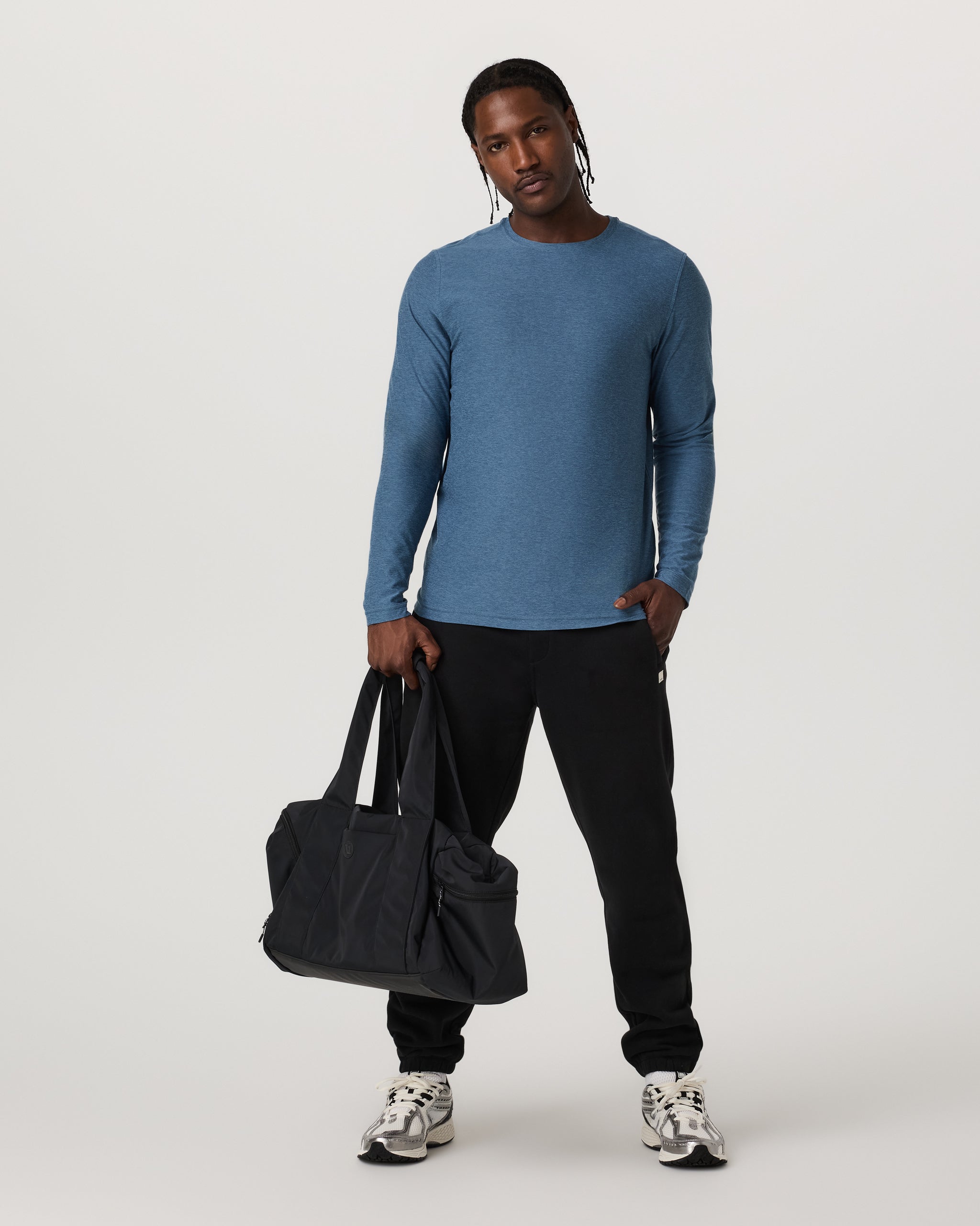 Long Sleeve Strato Tech Tee | Pool Blue Heather - Image 5
