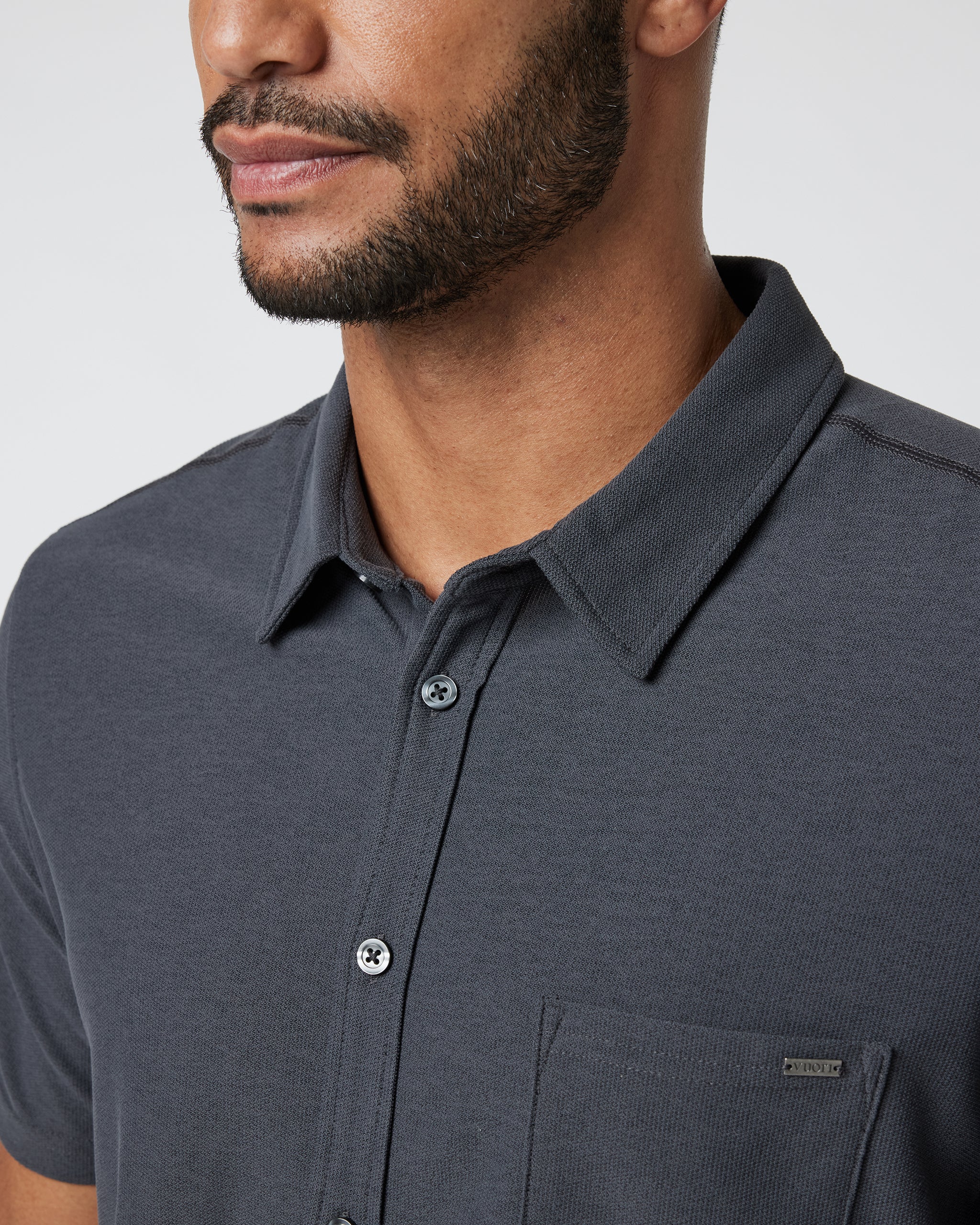 Short Sleeve Ace Button Down | Charcoal - Image 2
