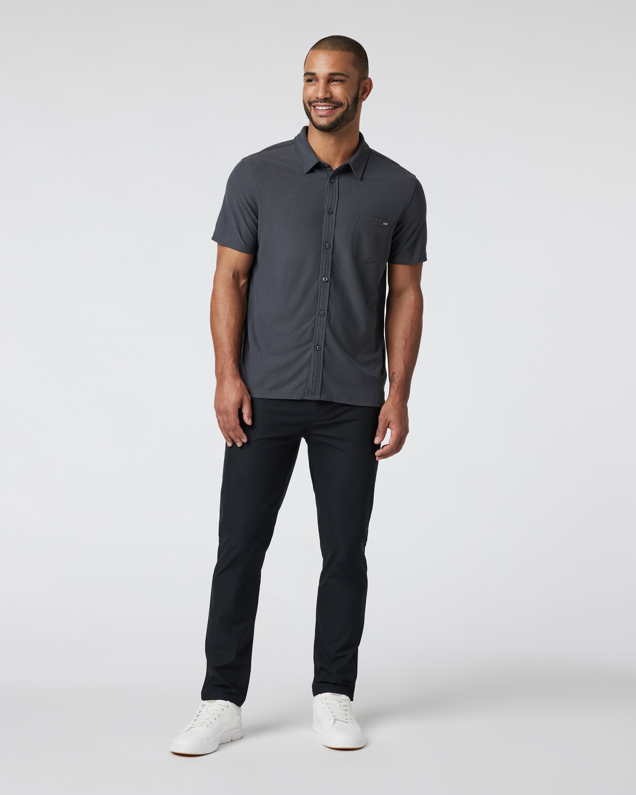 Short Sleeve Ace Button Down | Charcoal - Image 5