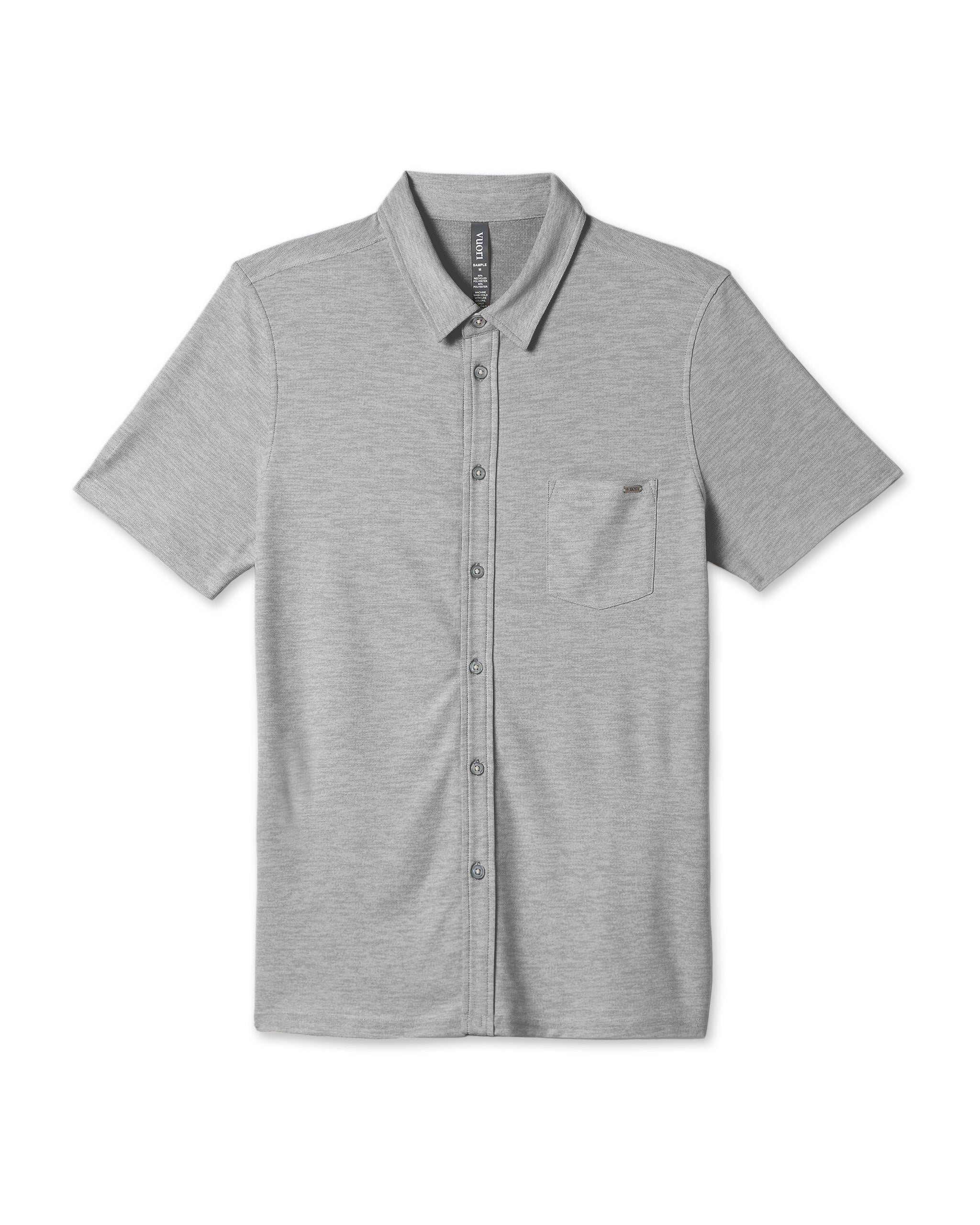 Short Sleeve Ace Button Down | Light Grey - Image 4