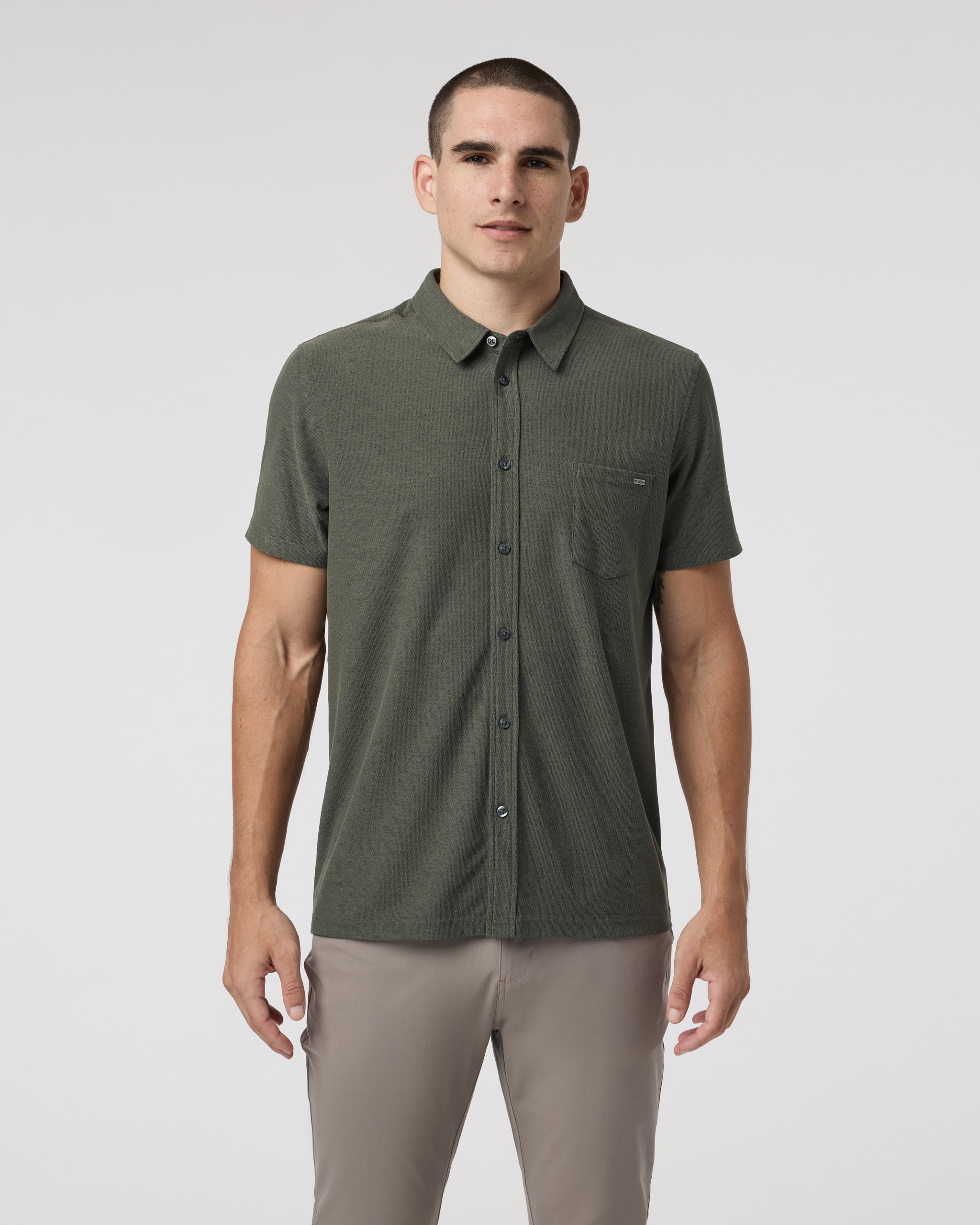 Short Sleeve Ace Button Down | Oregano - Image 5