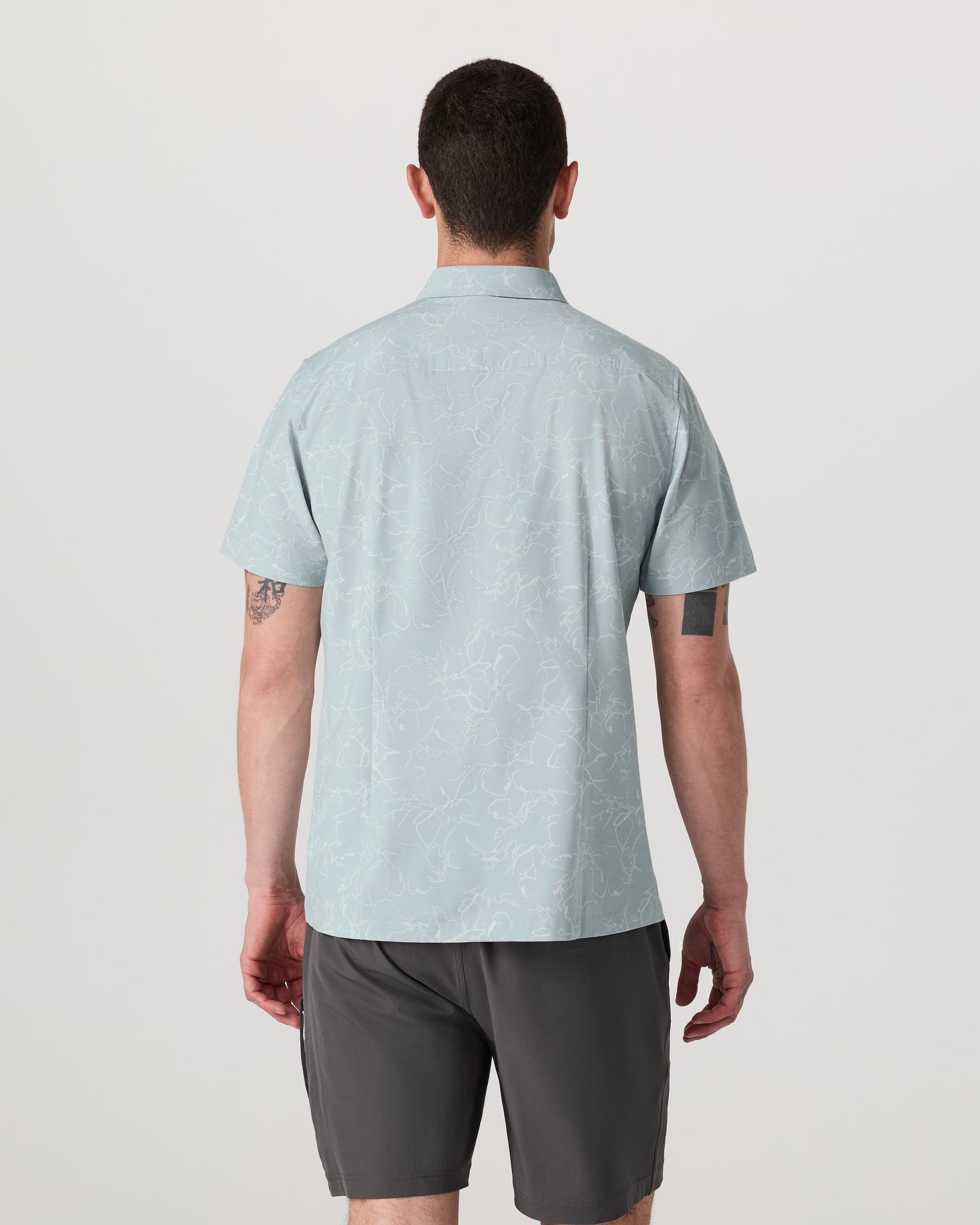 Short Sleeve Bridge Button Down | Chalk Blue Drawn - Image 3