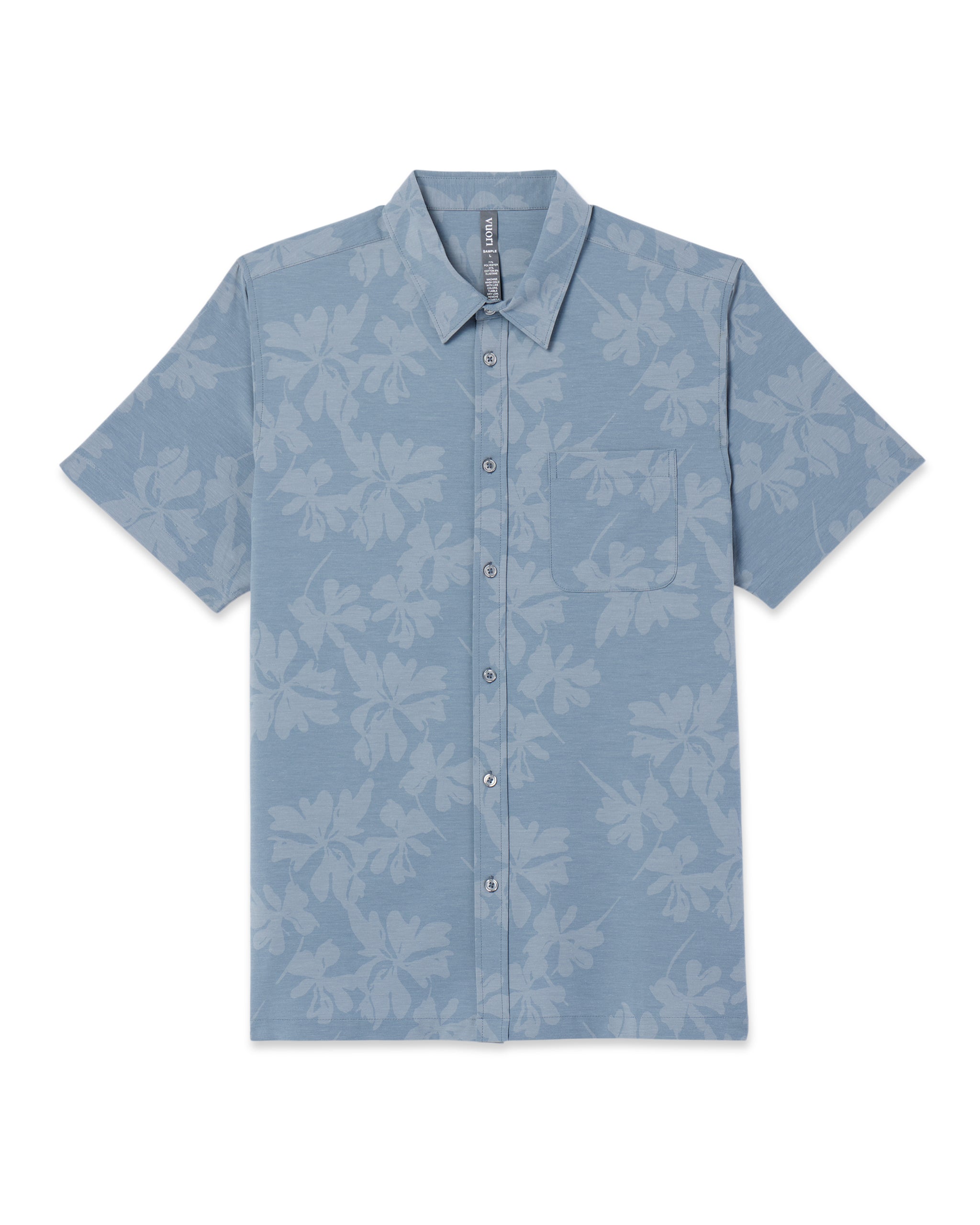 Short Sleeve Bridge Button Down | Dusty Blue Plumeria - Image 6