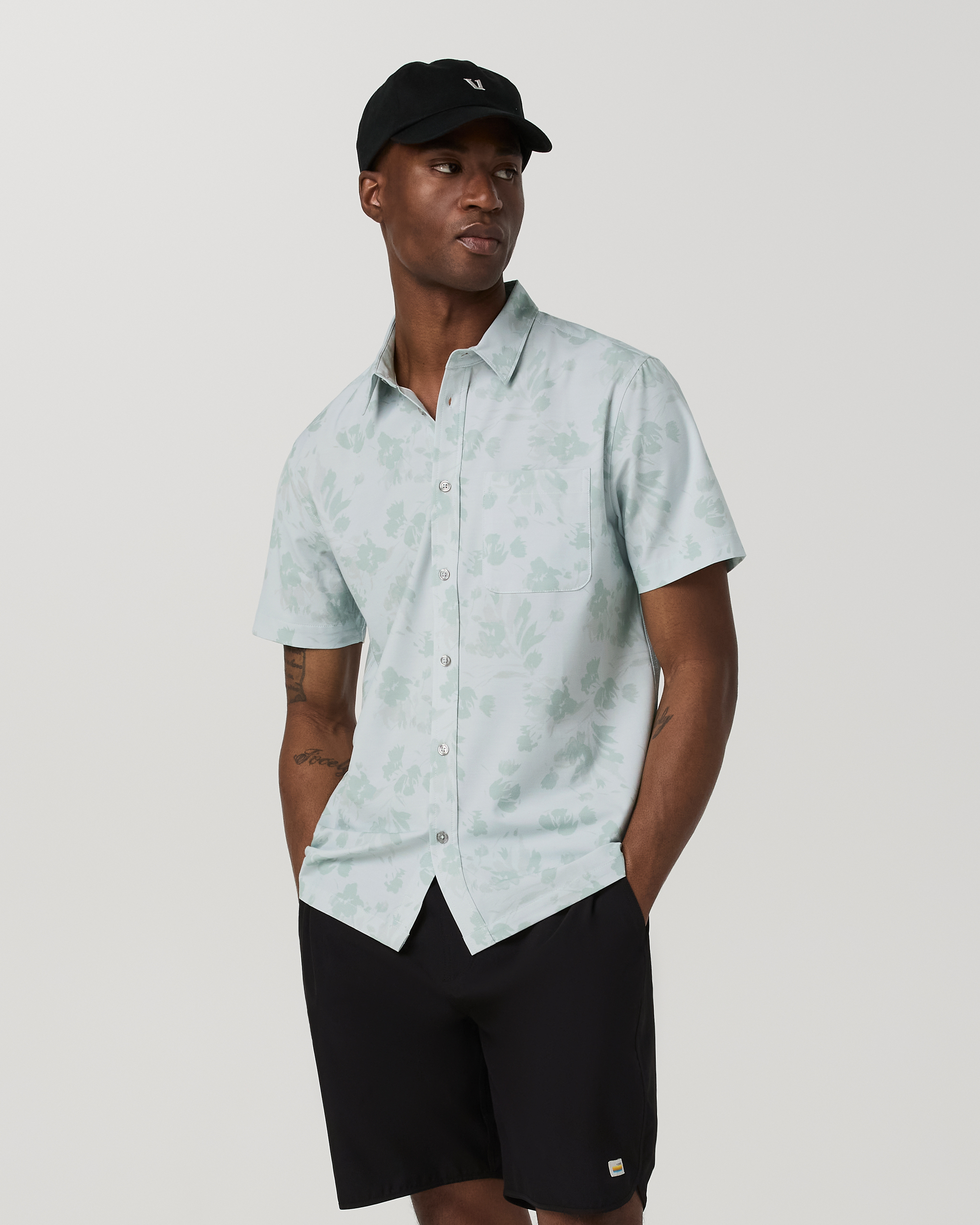 Short Sleeve Bridge Button Down | Storm Blue Fleur
