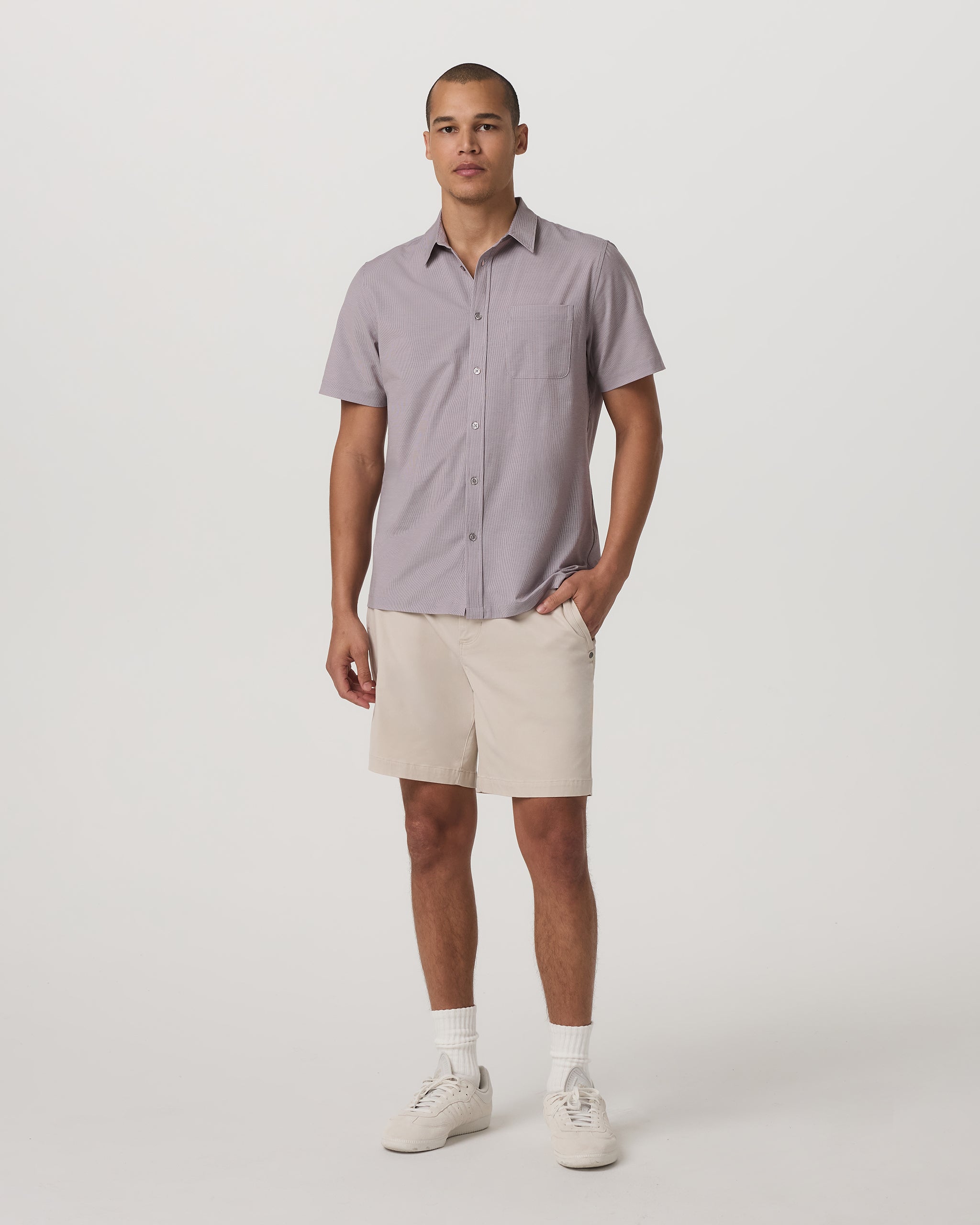 Short Sleeve Bridge Button Down | Sable Mini Stripe - Image 3