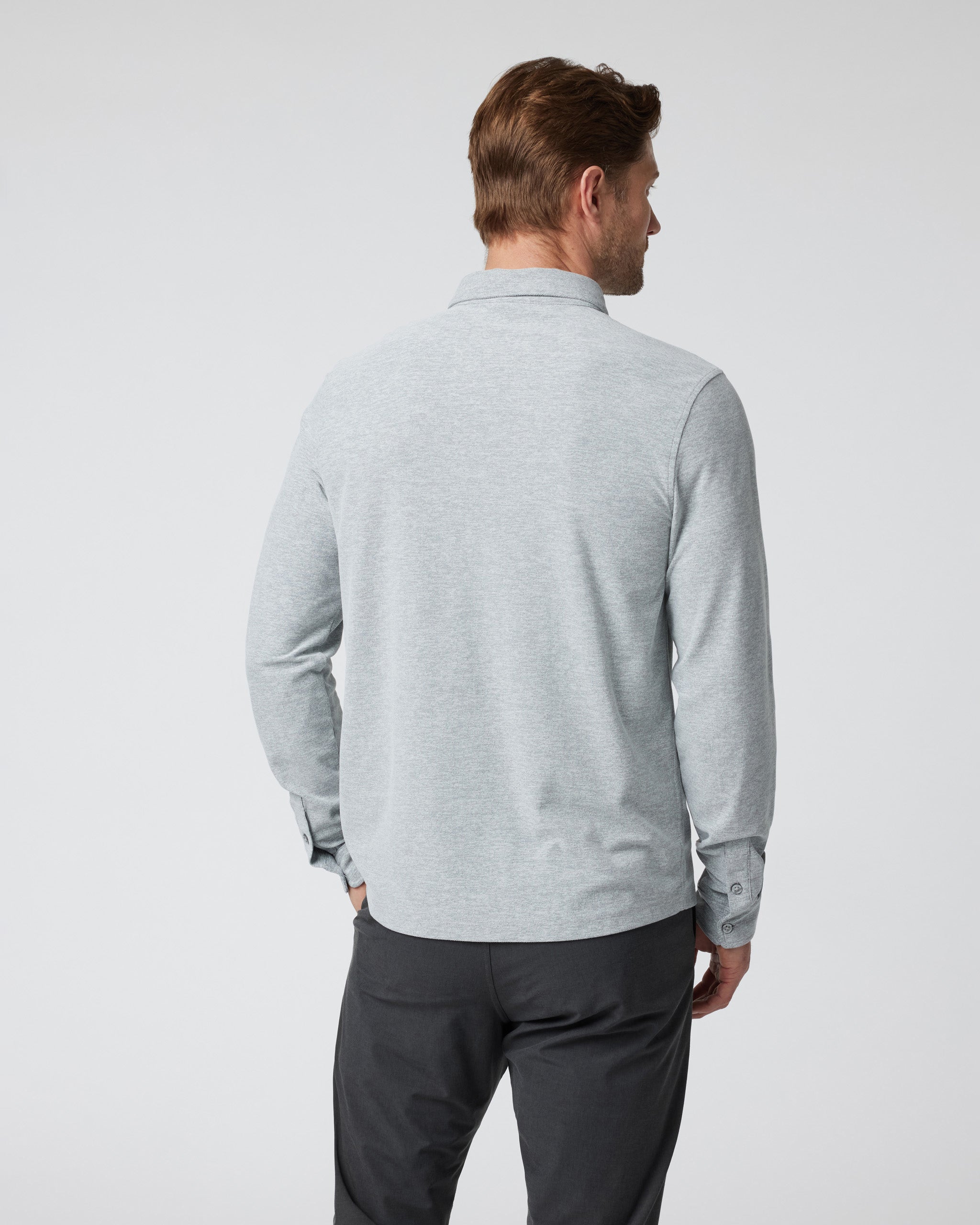 Long Sleeve Ace Button-Down | Light Grey - Image 3