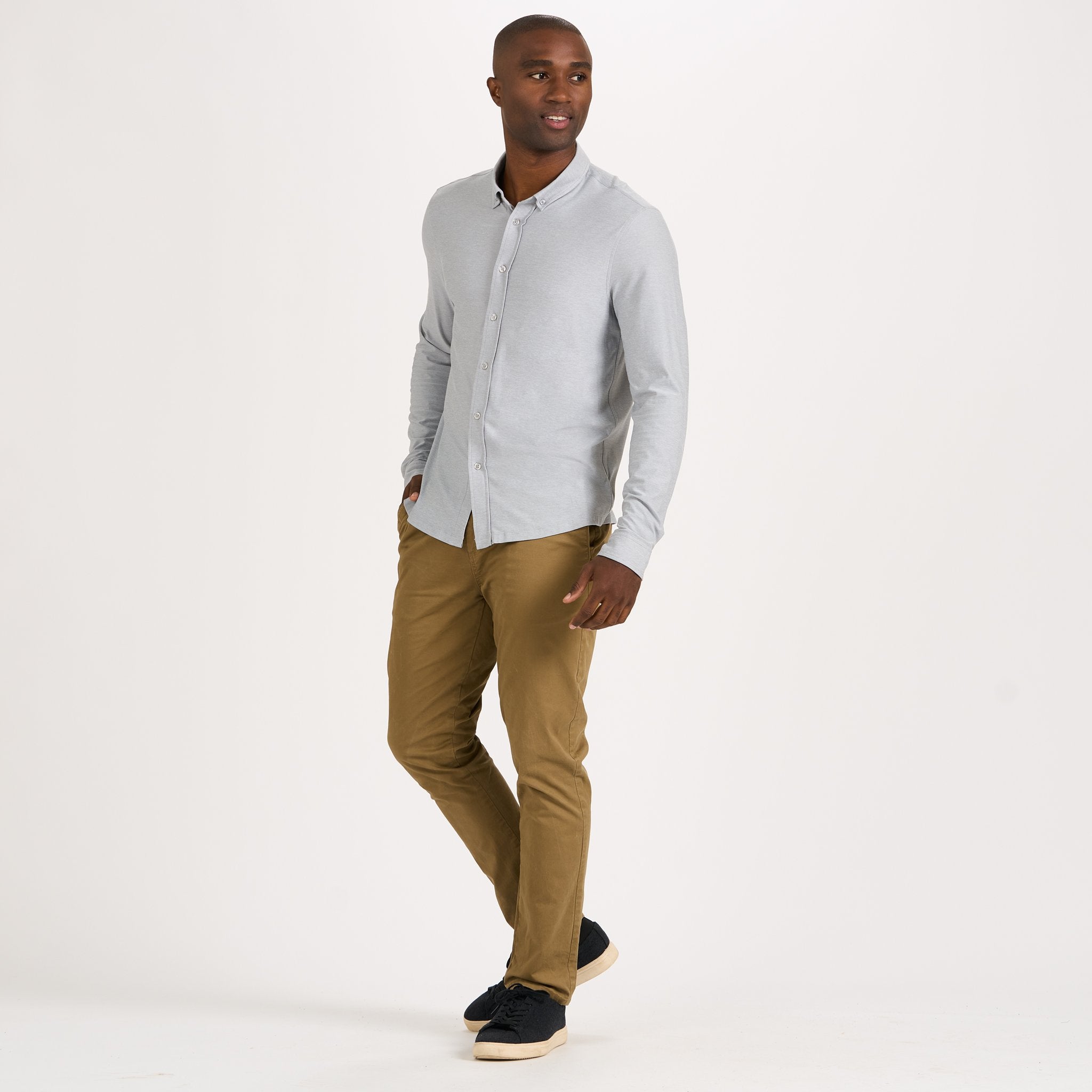 Long Sleeve Strato Button-Down | Platinum Heather - Image 3