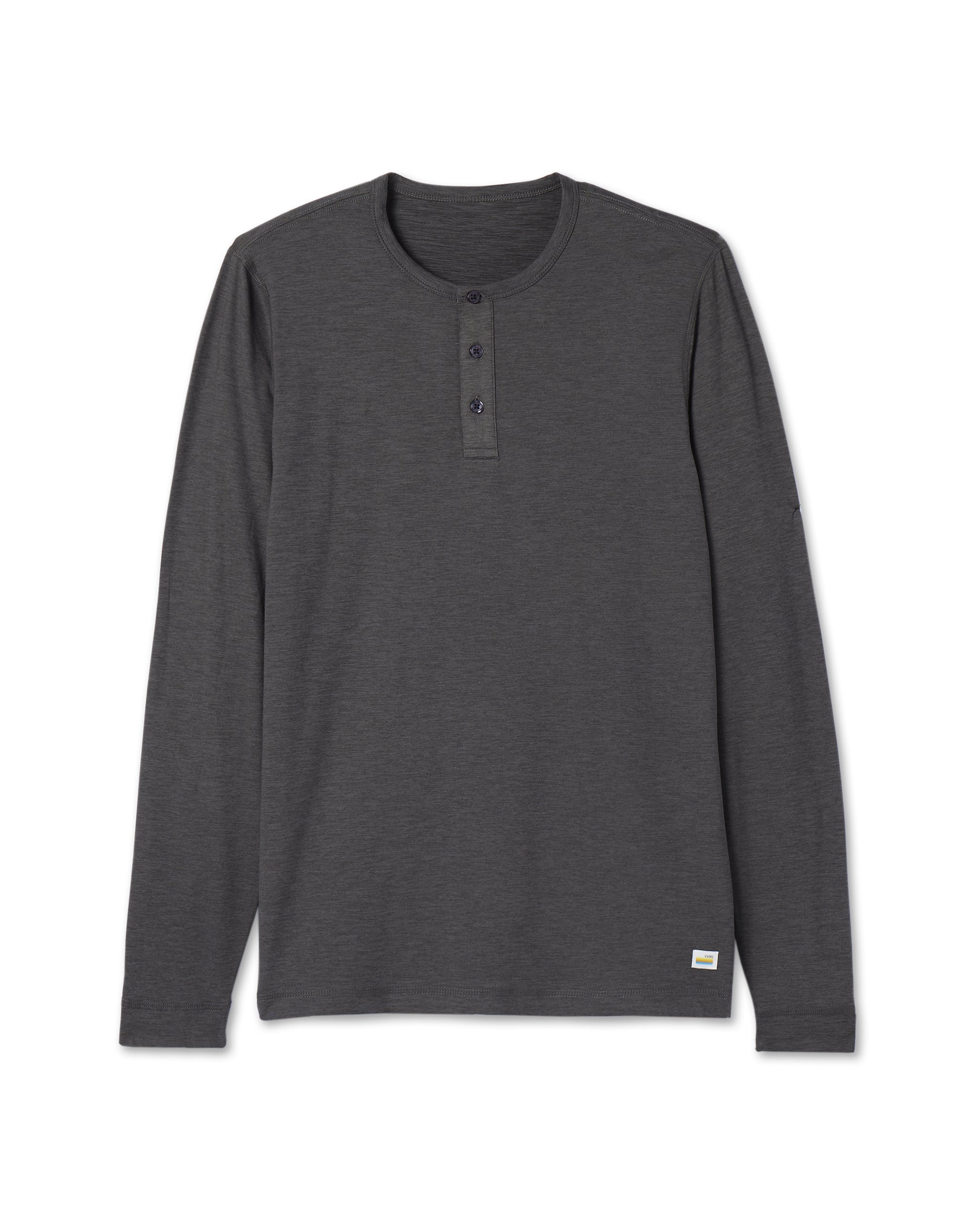 Long-Sleeve Ease Performance Henley | Charcoal Heather - Image 4