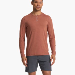 Long-Sleeve Ease Performance Henley | Copper Heather