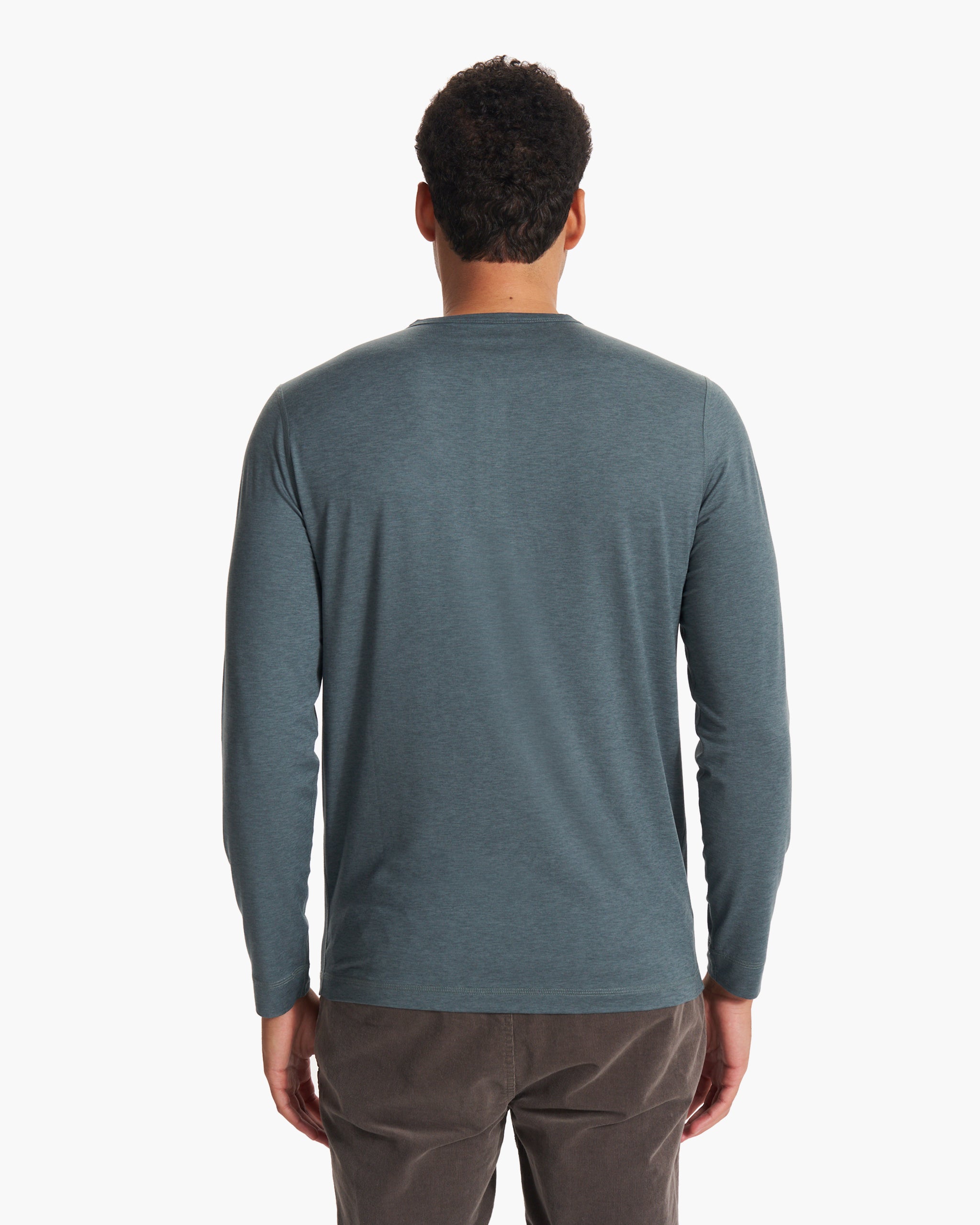 Long-Sleeve Ease Performance Henley | Lake Heather - Image 3