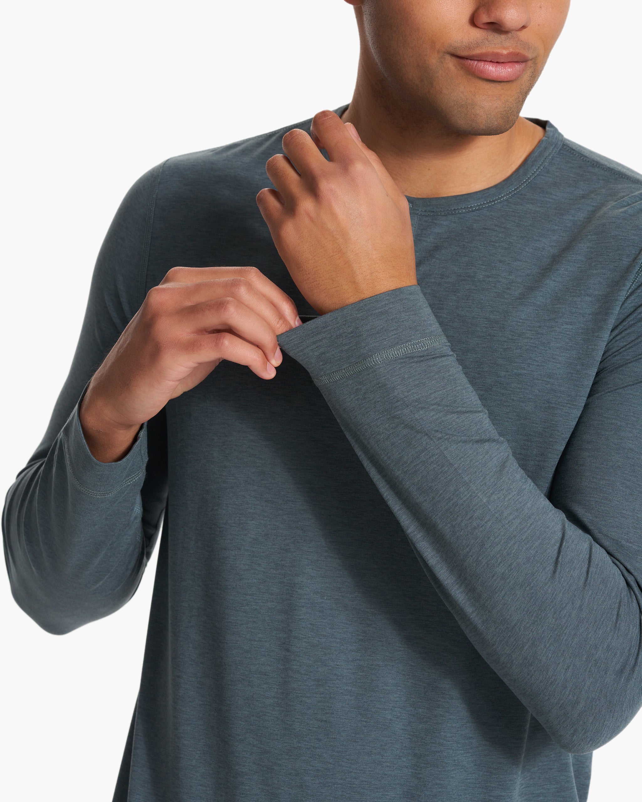 Long-Sleeve Ease Performance Henley | Lake Heather - Image 5