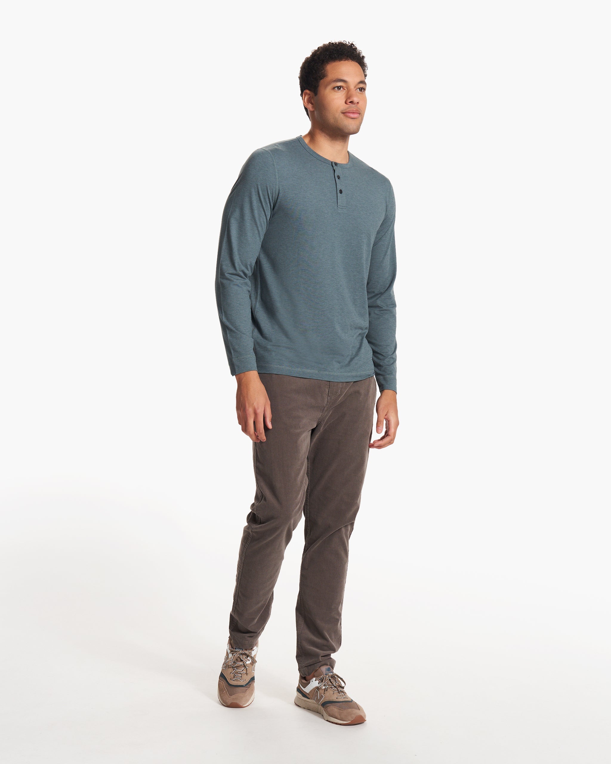 Long-Sleeve Ease Performance Henley | Lake Heather - Image 4