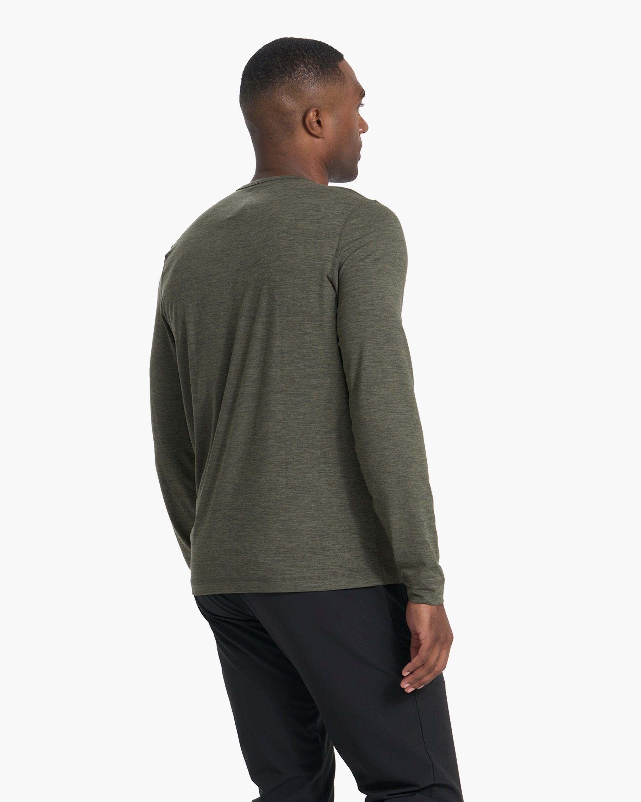 Long-Sleeve Ease Performance Henley | Oregano Heather - Image 3