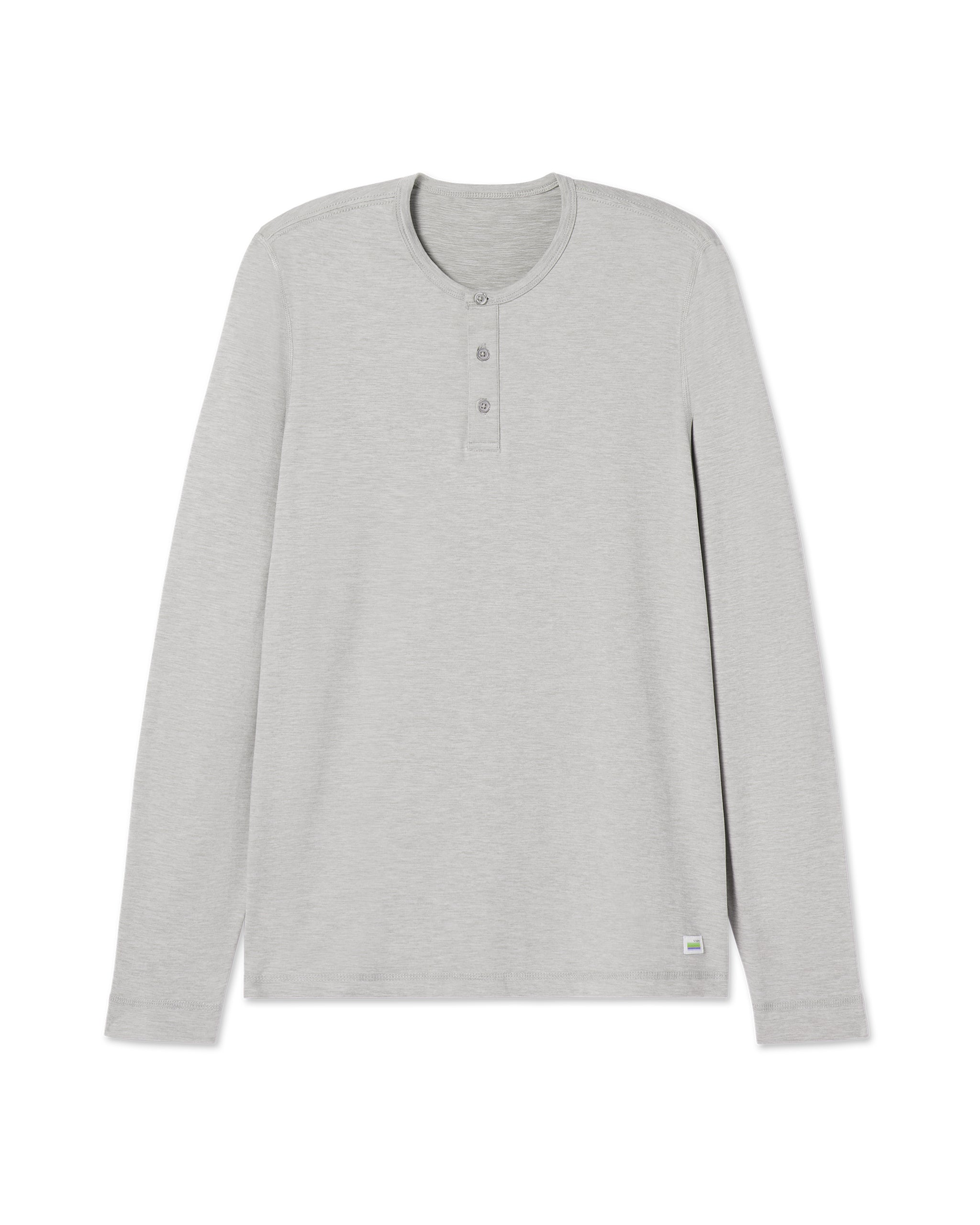 Long-Sleeve Ease Performance Henley | Light Heather Grey - Image 6