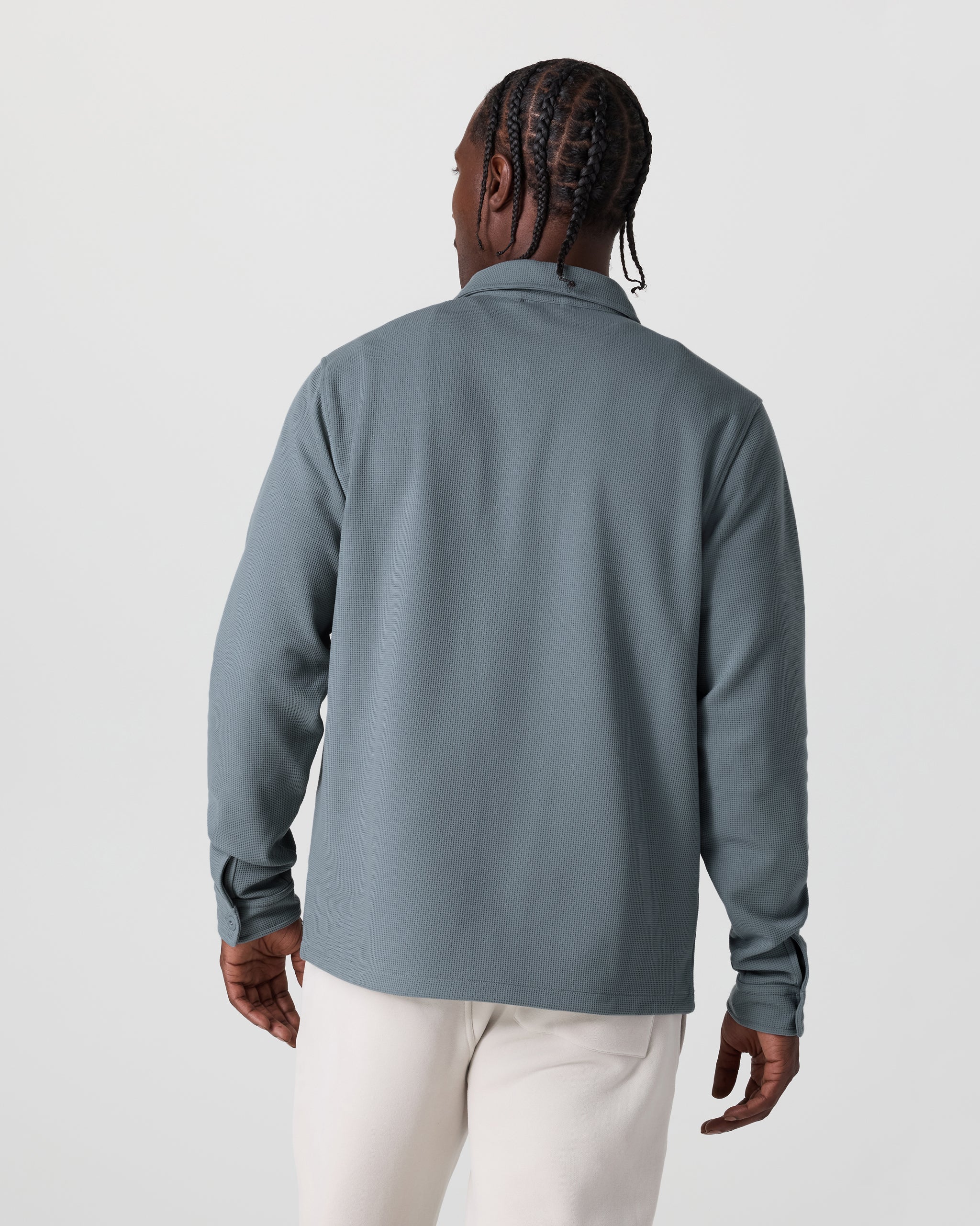 Waffle Shirt Jacket | Dusty Blue - Image 3