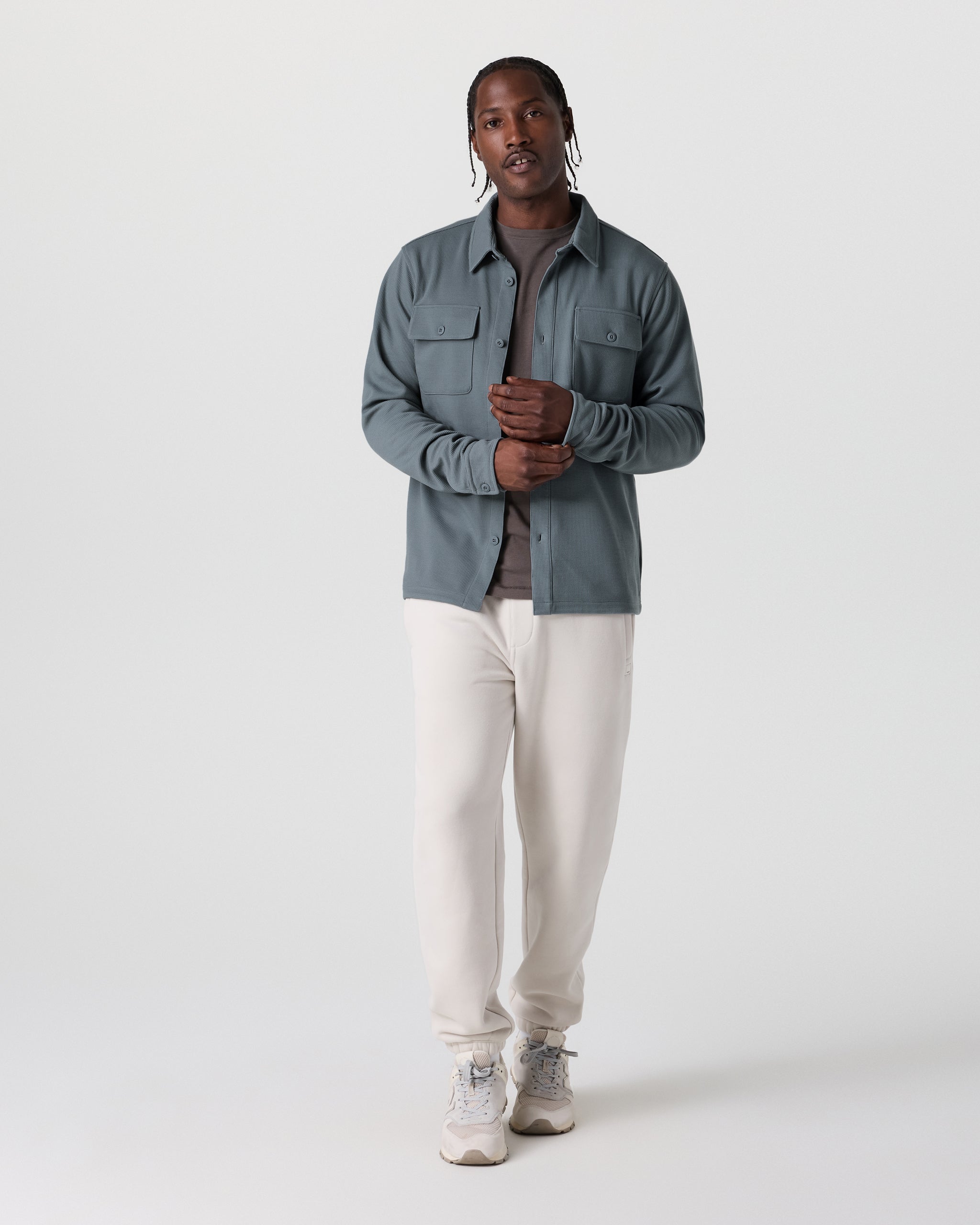 Waffle Shirt Jacket | Dusty Blue - Image 5