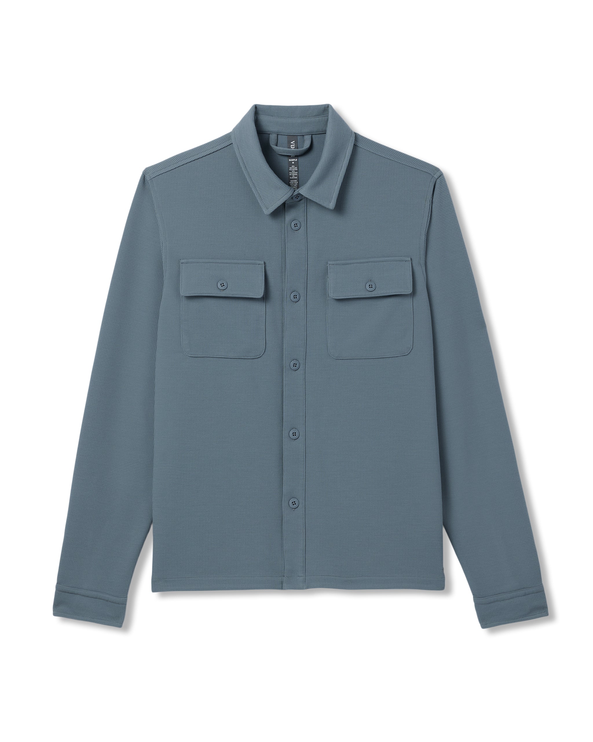 Waffle Shirt Jacket | Dusty Blue - Image 6